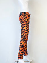 R13 'Kate Skinny' Orange Leopard Skinny Jeans - AU4/6