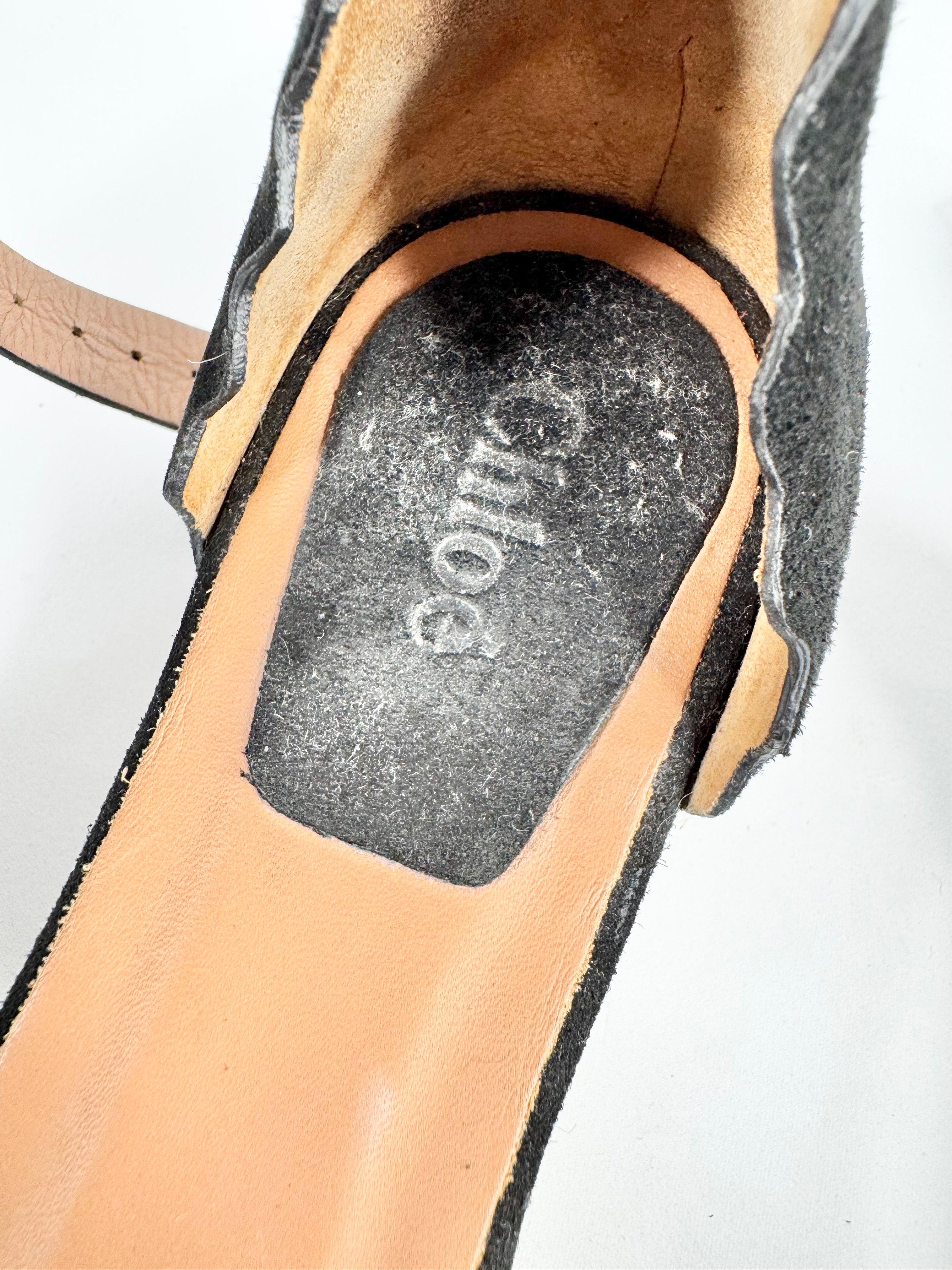 Chloe Black Suede 'Lauren' Scallop Trim Espadrilles - EU38