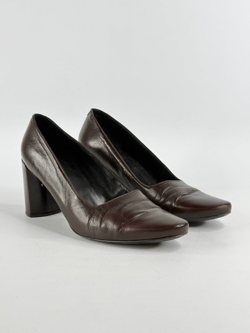 Calvin Klein Chocolate Brown Leather Pumps - EU39
