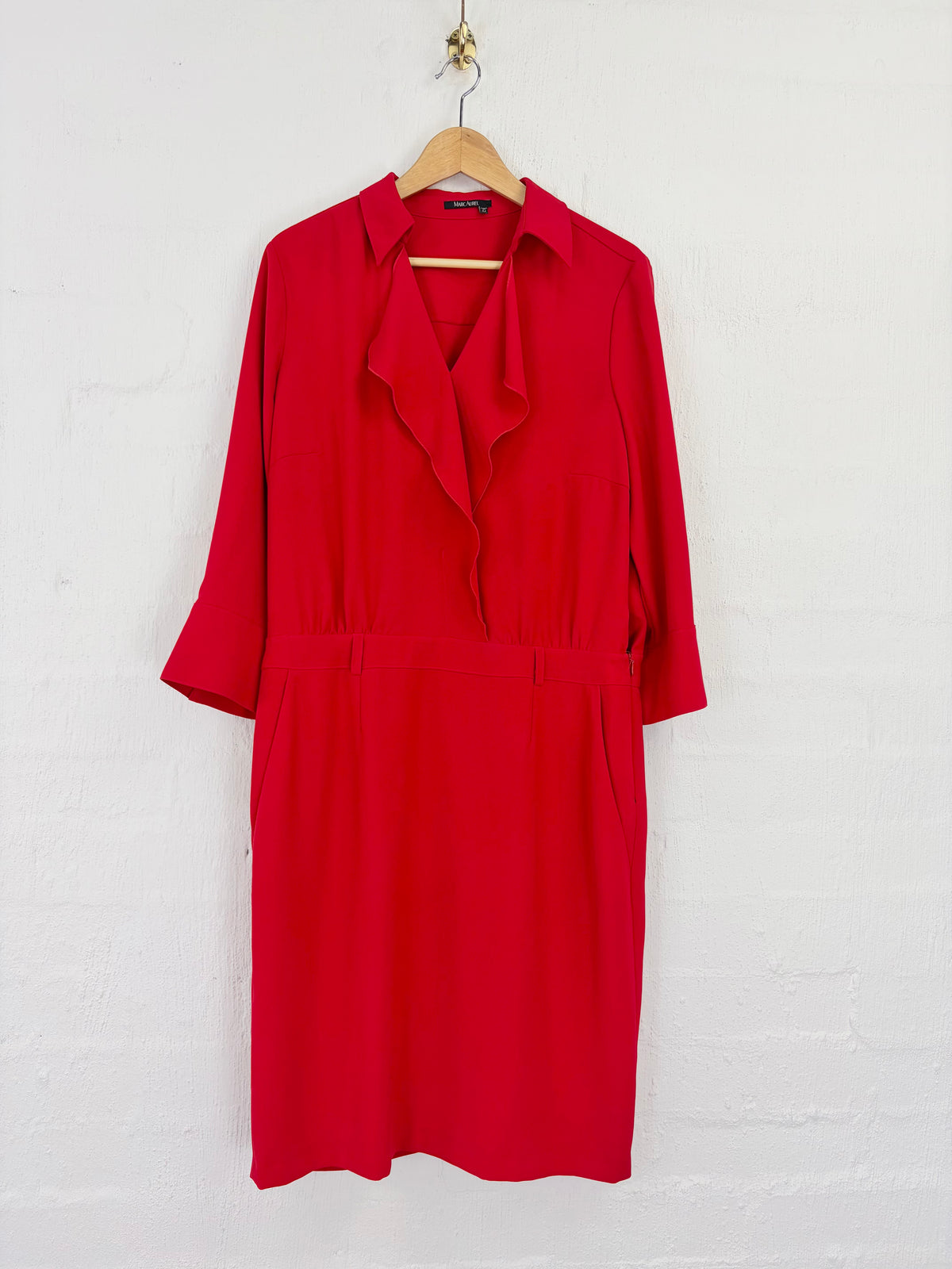 Marc Aurel Crimson Ruffle Trim Dress - AU10/12