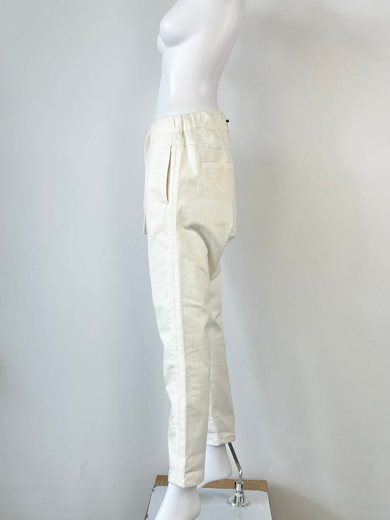 The Others Velvet Striped White Denim Joggers - AU10