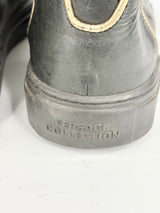 Versace Collection Black Leather & Gold Trim High-Top Sneakers - EU45