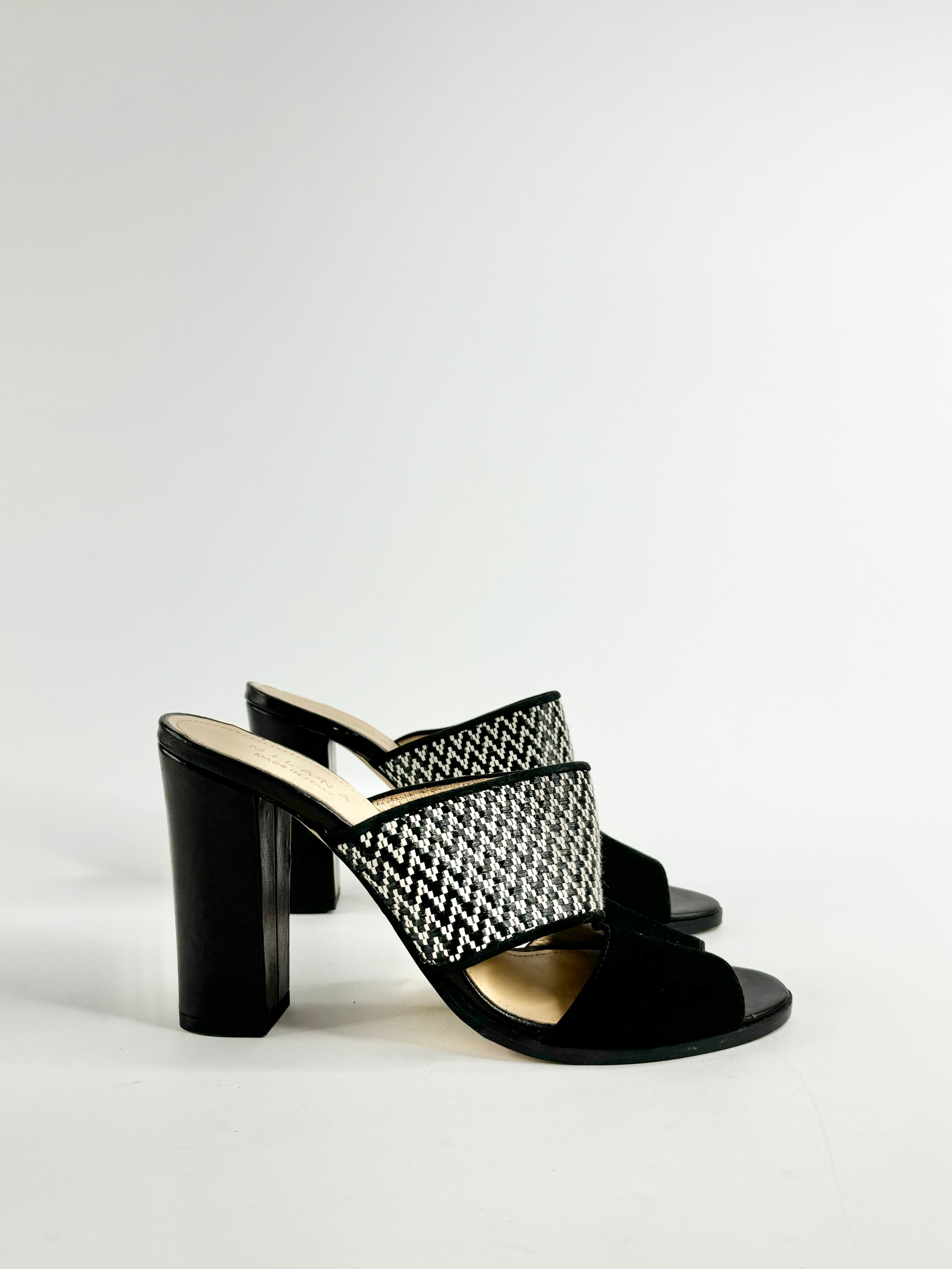 Milana Black & White Peep Toe Heels - EU41