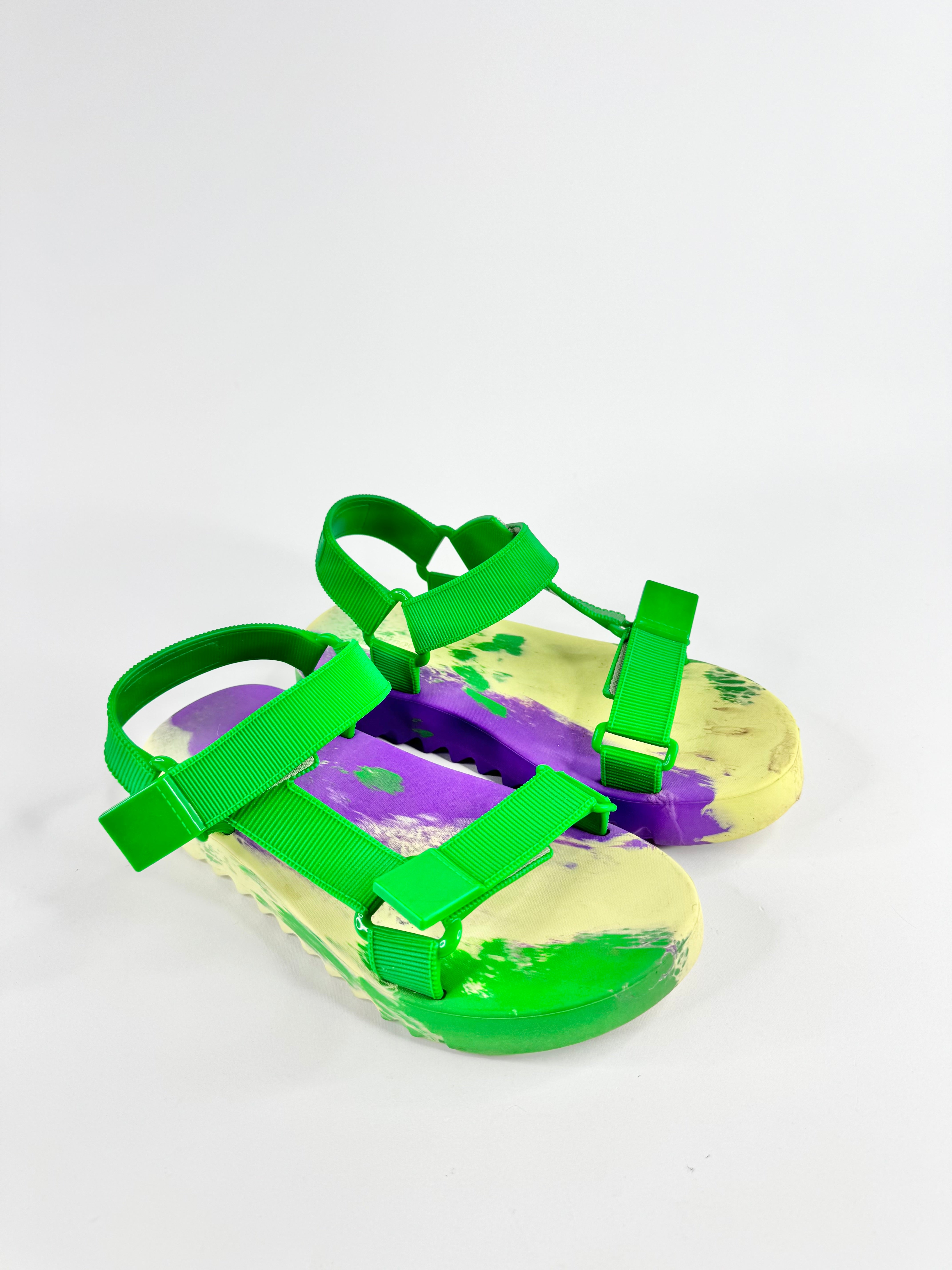 Melissa Flowing Papete Green Purple & Yellow Platform Sandals - EU36