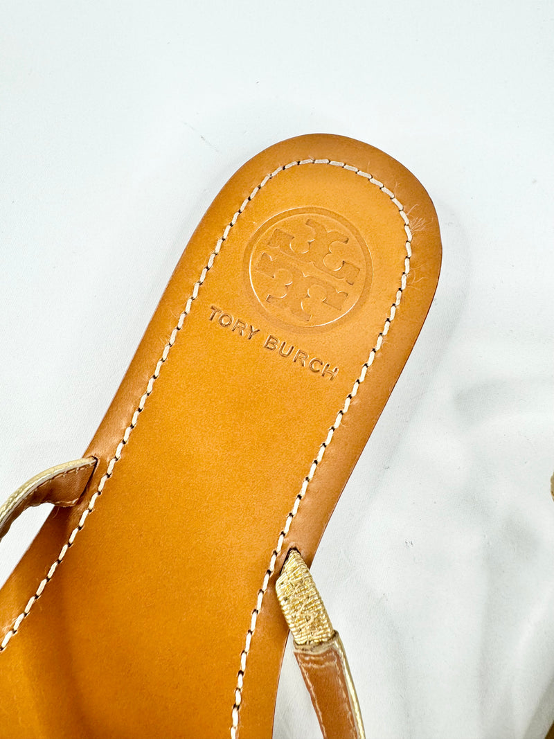 Tory Burch Metallic Gold Thongs  - EU40