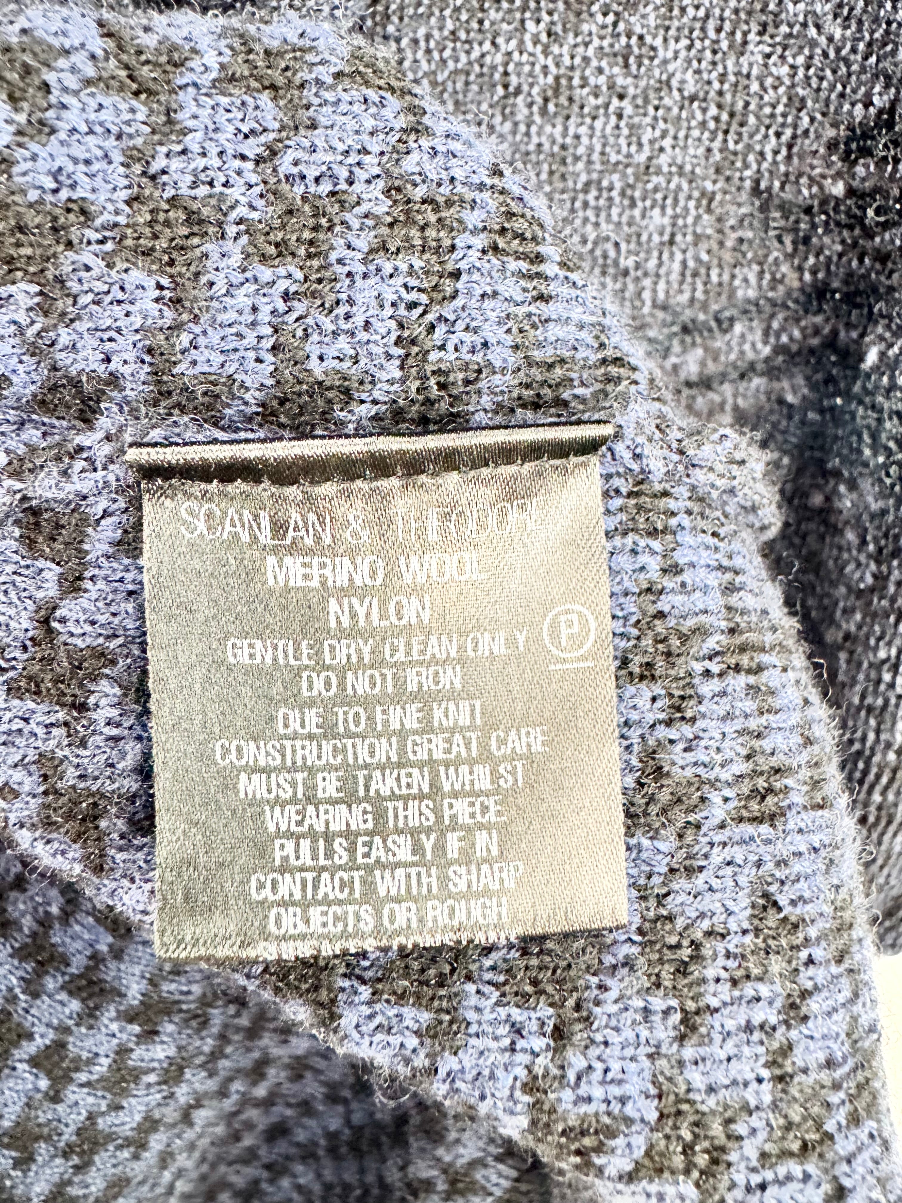 Scanlan Theodore Navy & Charcoal Houndstooth Pattern Mesh Match Cardigan - AU8/10