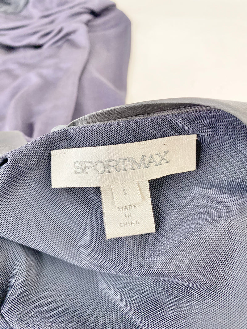 SportMax Black & Aubergine Silk Blend Cocktail Dress - AU12