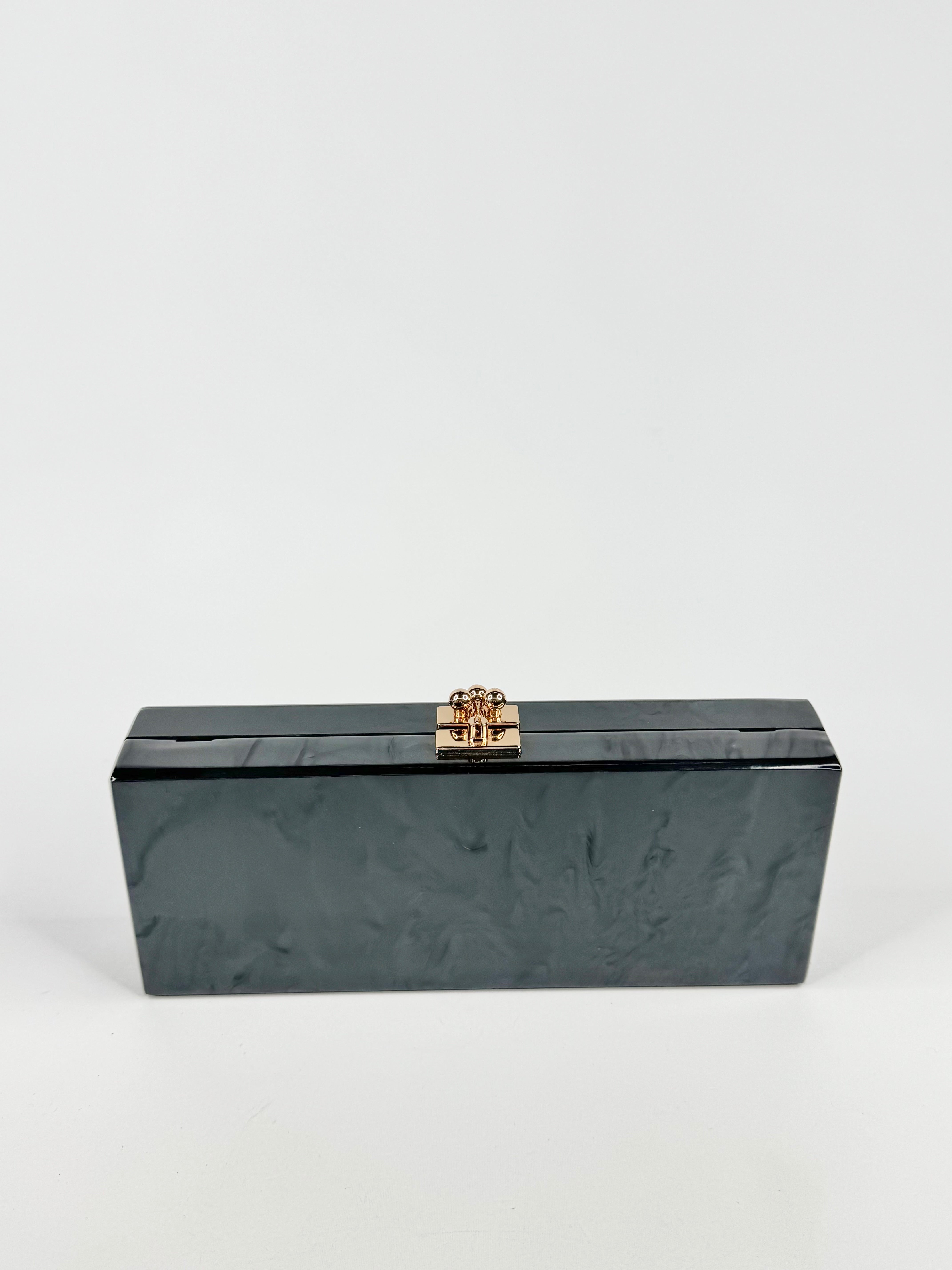 Sheike Grey Metallic Marbled Hard Clutch