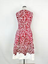 Oscar de la Renta P17 Red & White Pattern Cotton Midi Dress - AU12