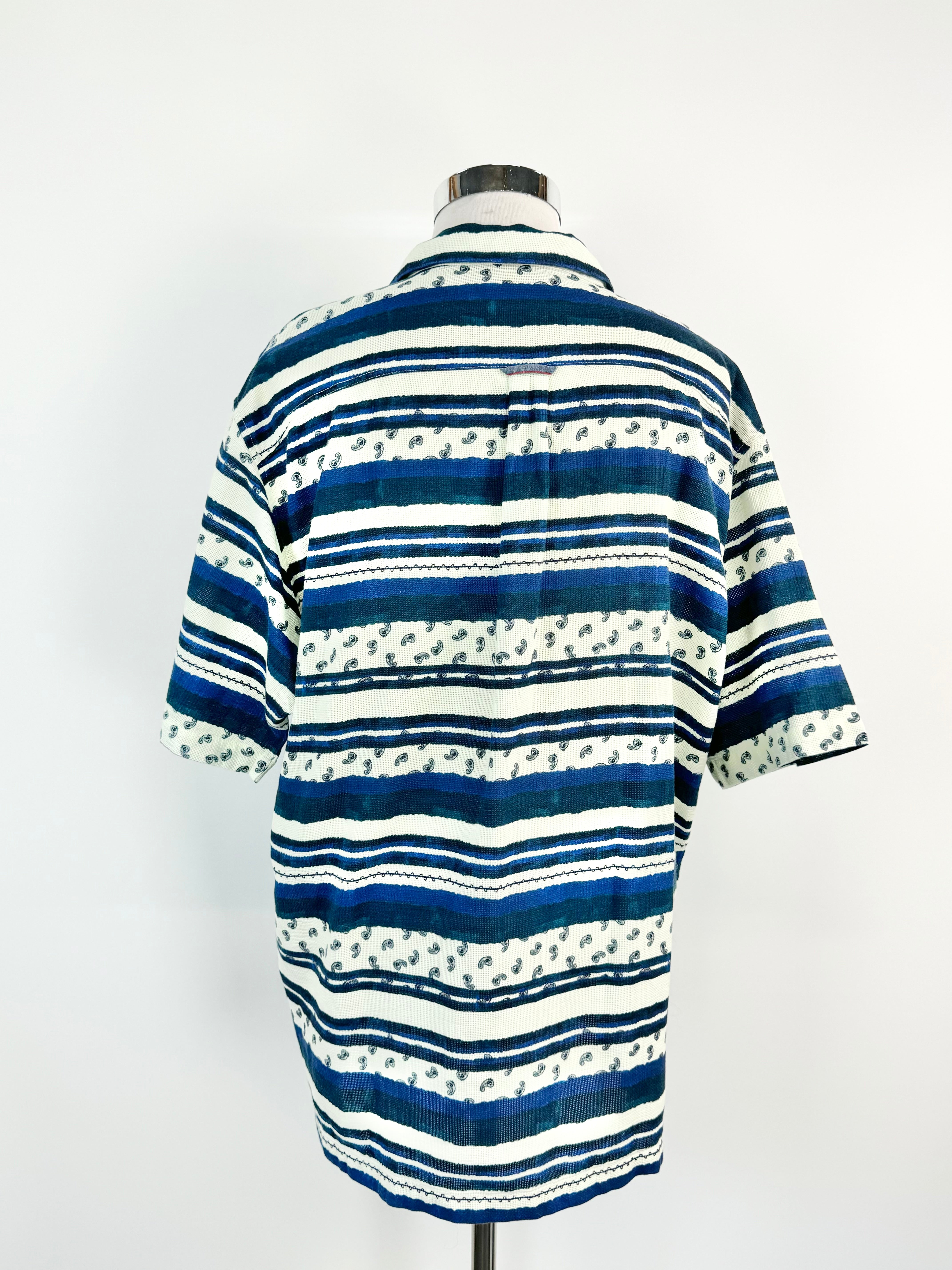 Scotch & Soda Blue & White Stripe Paisley Pattern Top NWT - XXL