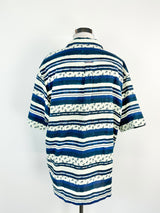 Scotch & Soda Blue & White Stripe Paisley Pattern Top NWT - XXL