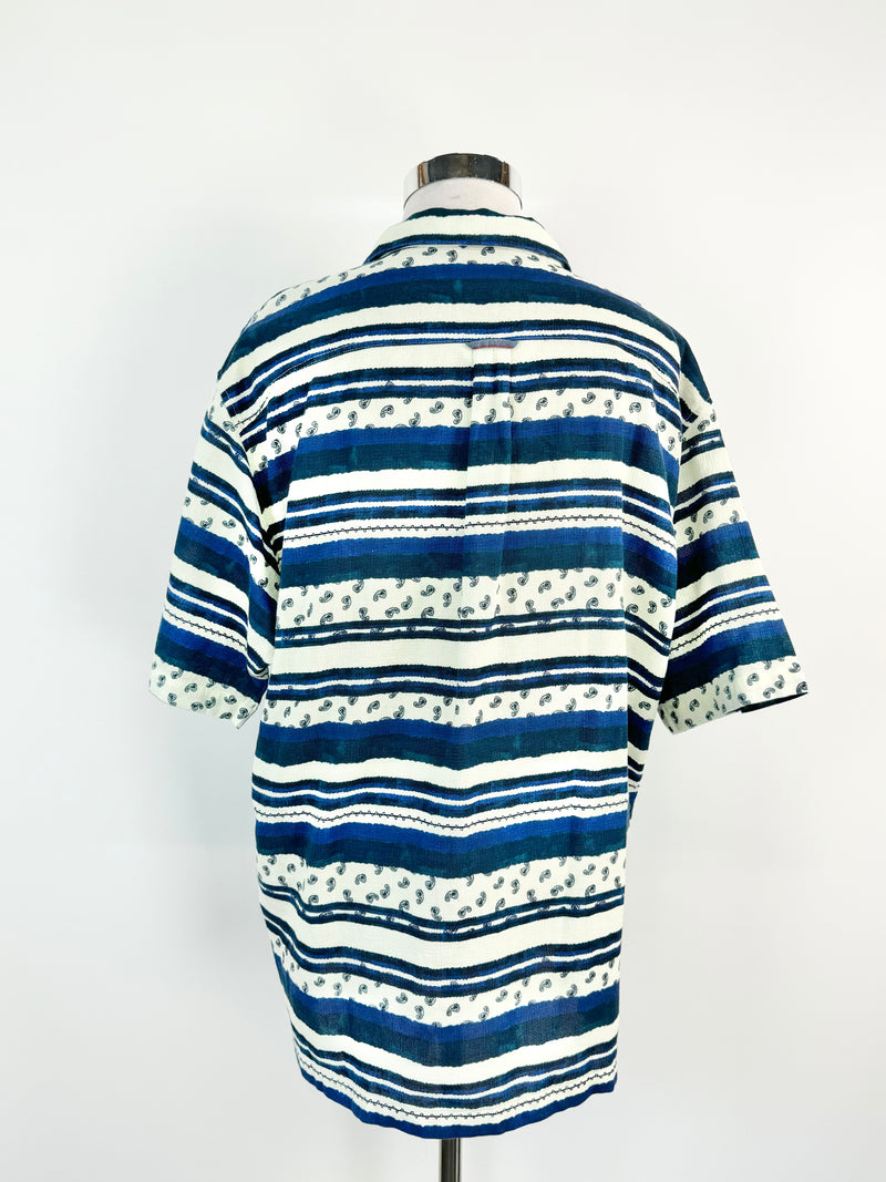 Scotch & Soda Blue & White Stripe Paisley Pattern Top NWT - XXL