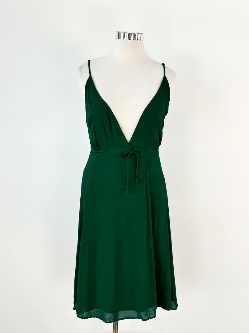 Reformation Forest Green Viscose Wrap Dress - AU10