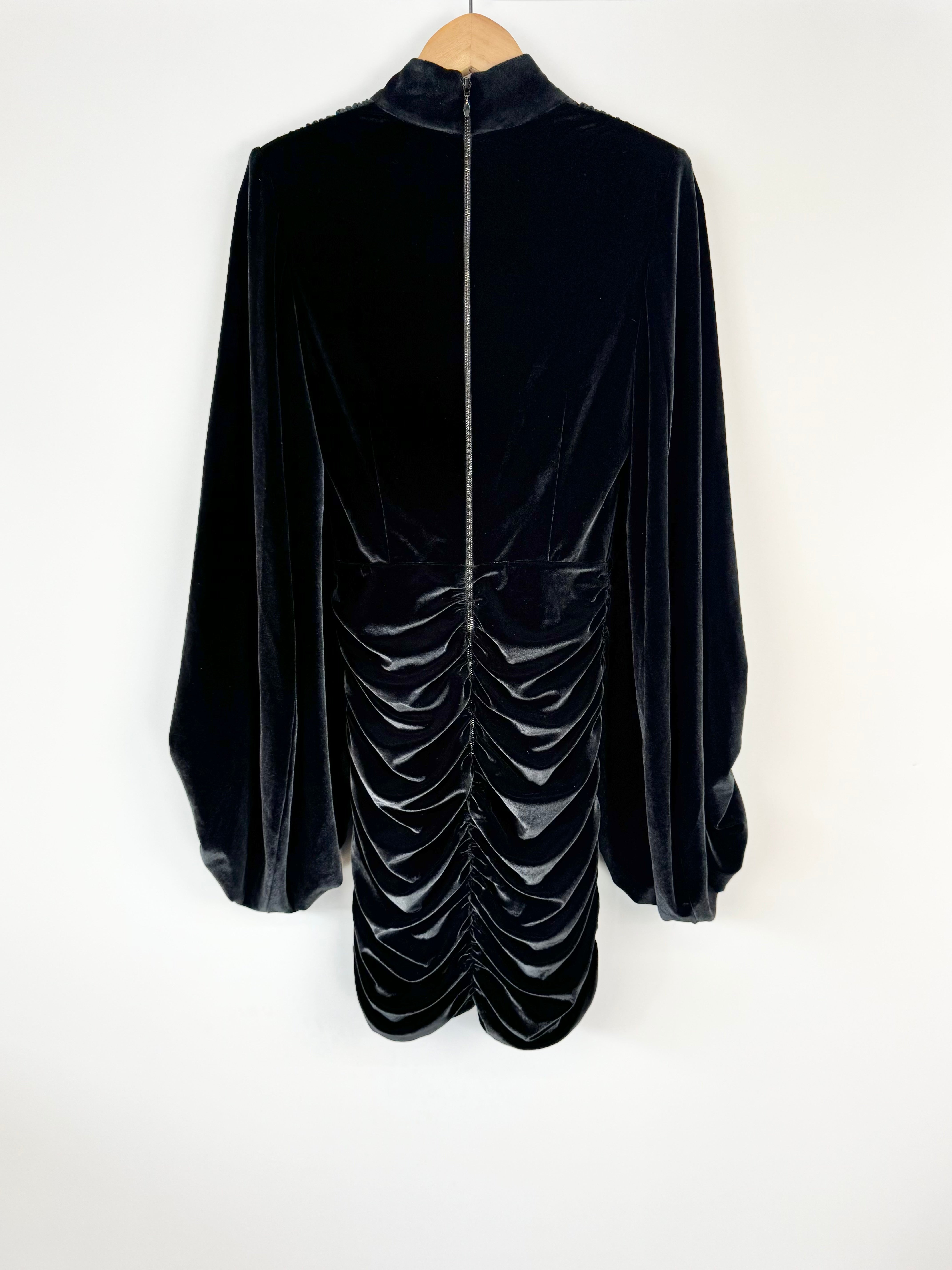Rebecca Vallance Black Velvet 'Monica' Mini Dress - AU6
