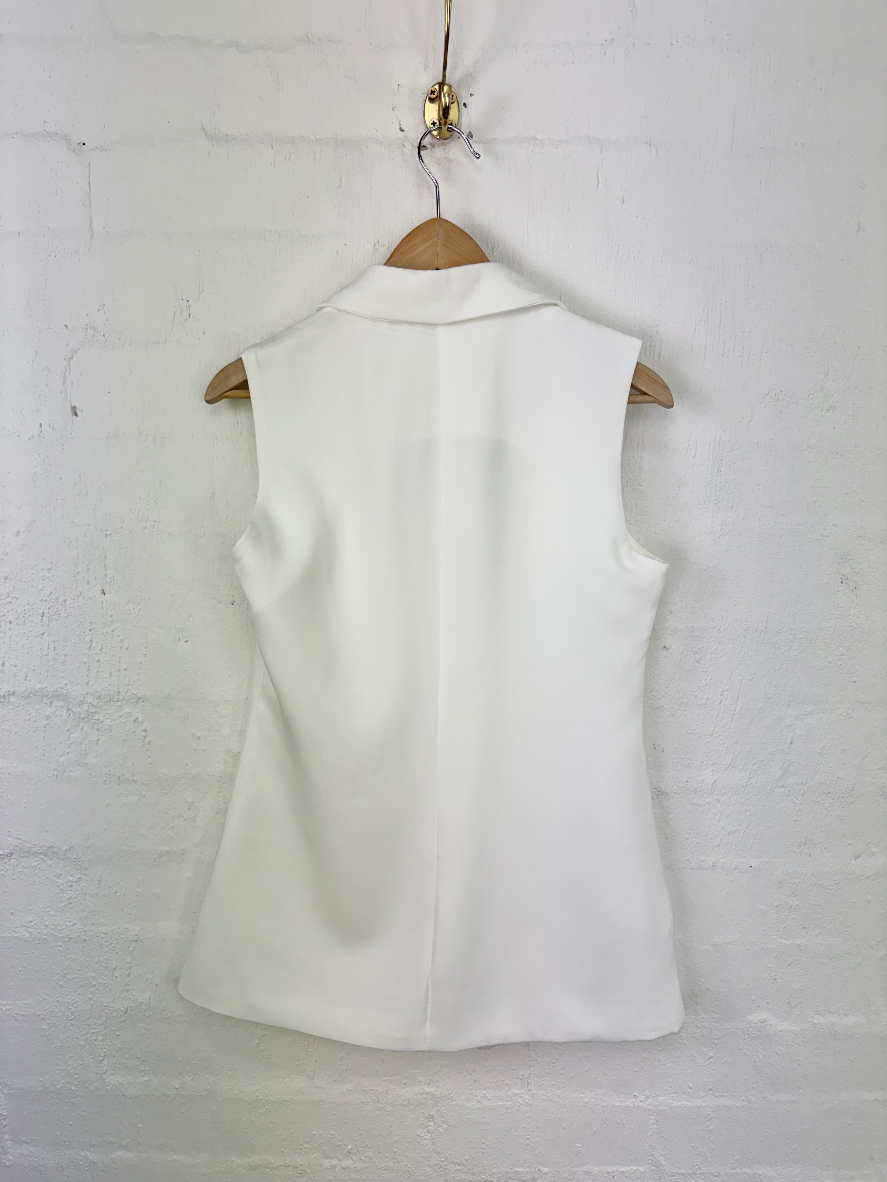By Frankie White Sleeveless Blazer Style Top NWT - AU6/8