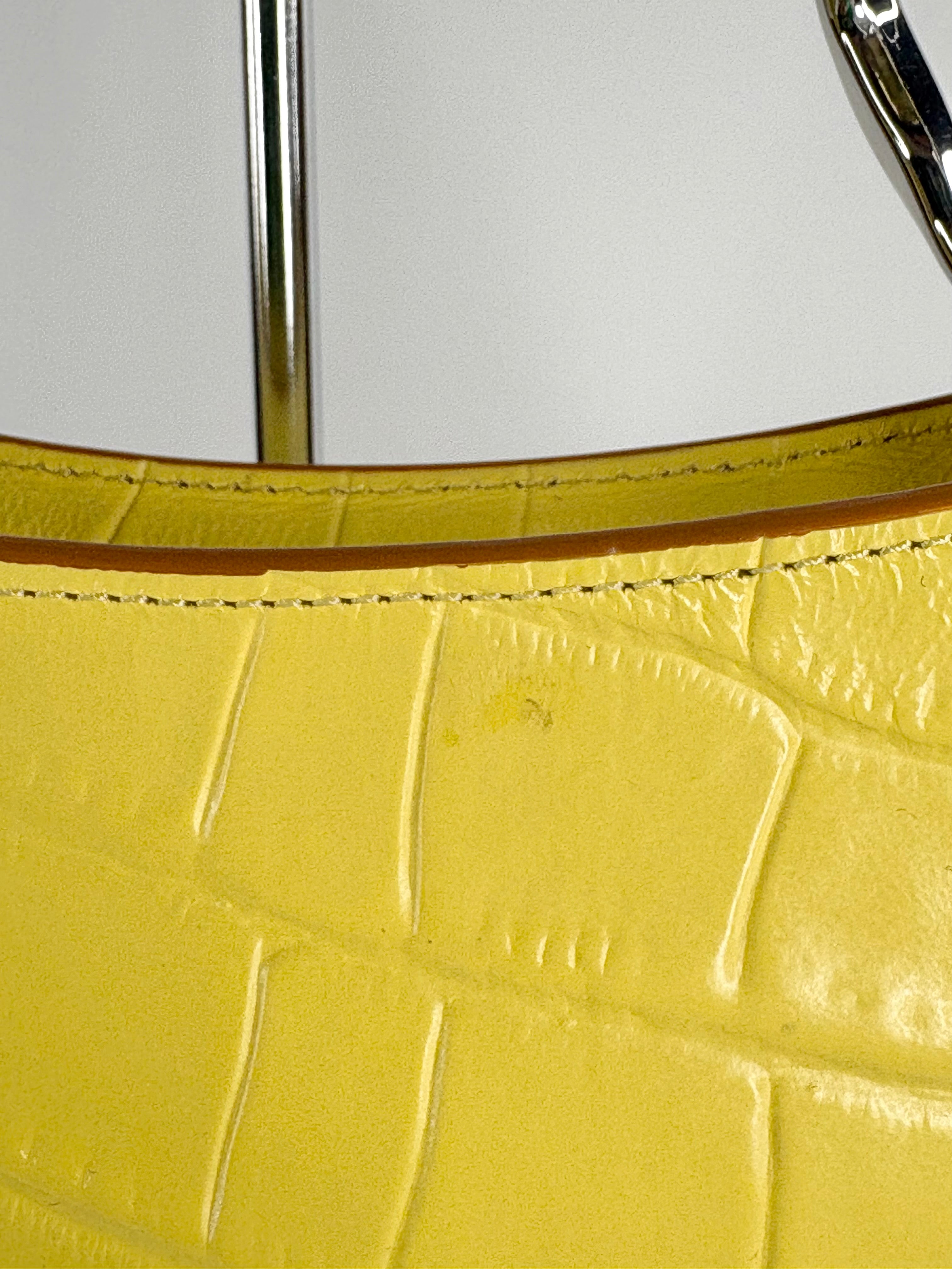 Staud Lemon Yellow Croc-Embossed Leather 'Ollie' Mini Bag