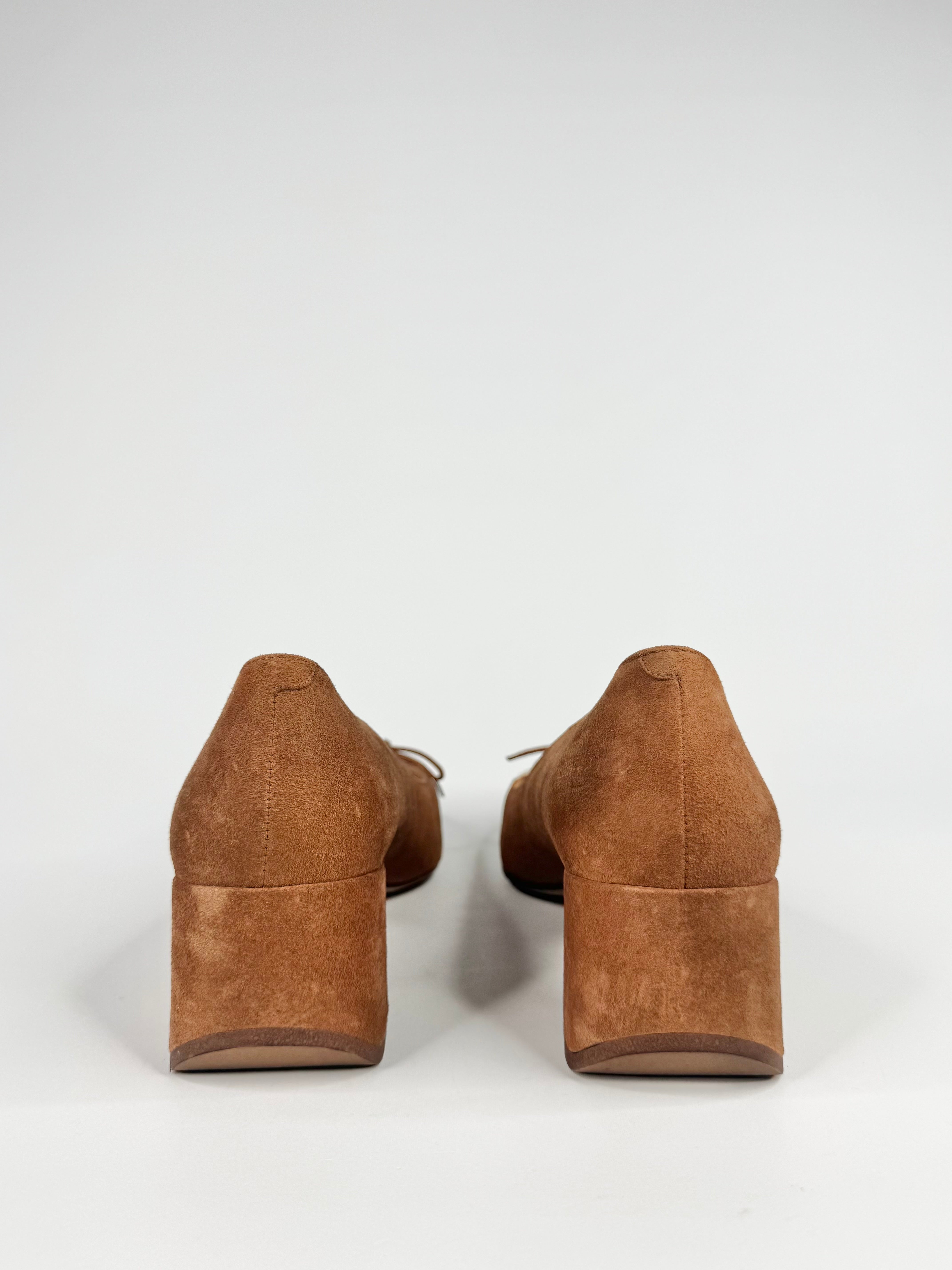 Tod's Cognac Suede Block Heels - EU40.5