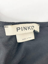 Pinko Black Lace Paneled Sleeve Peplum Top - AU12