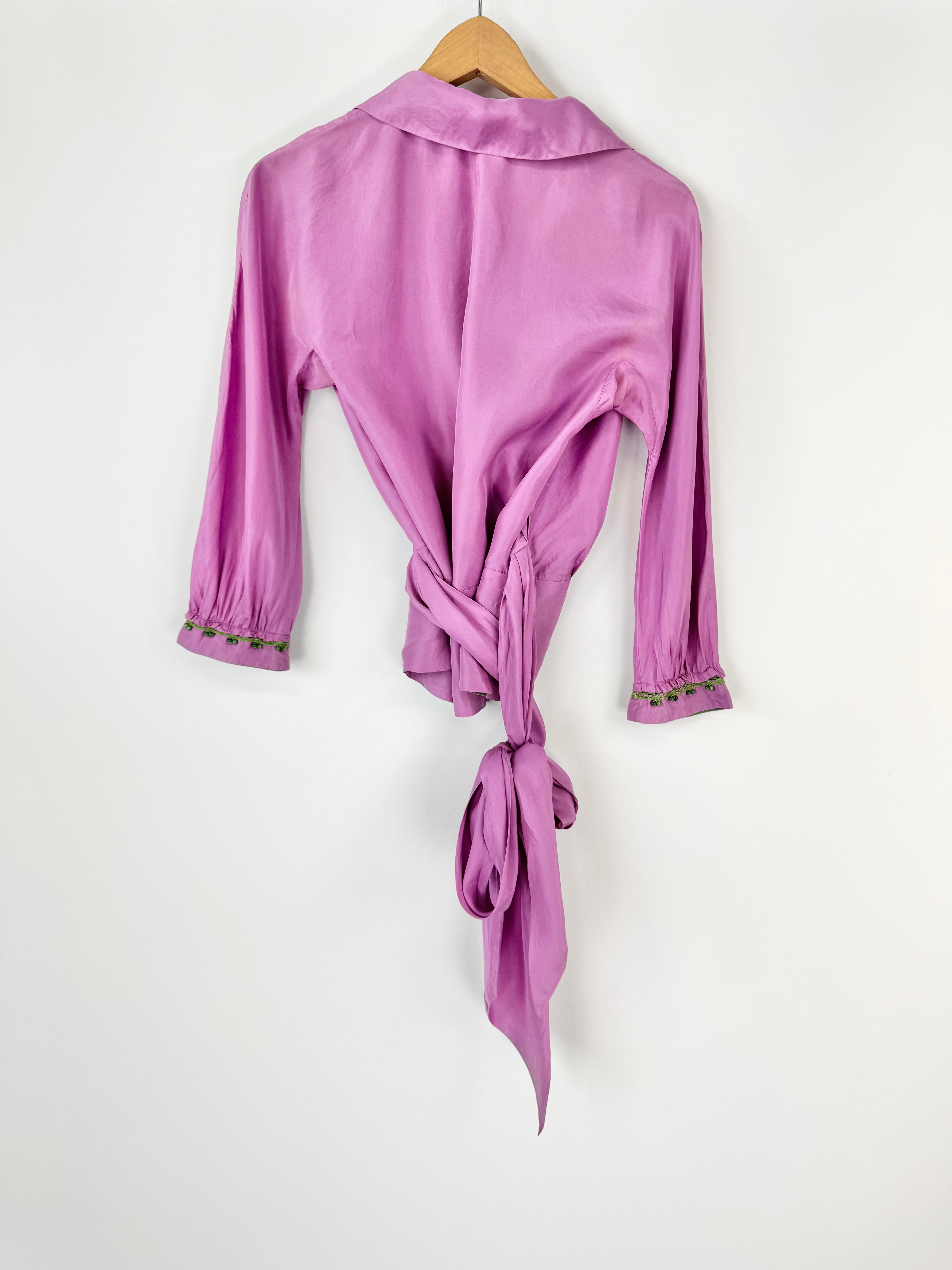 Vintage Easton Pearson Lilac Silk Wrap Blouse - AU10