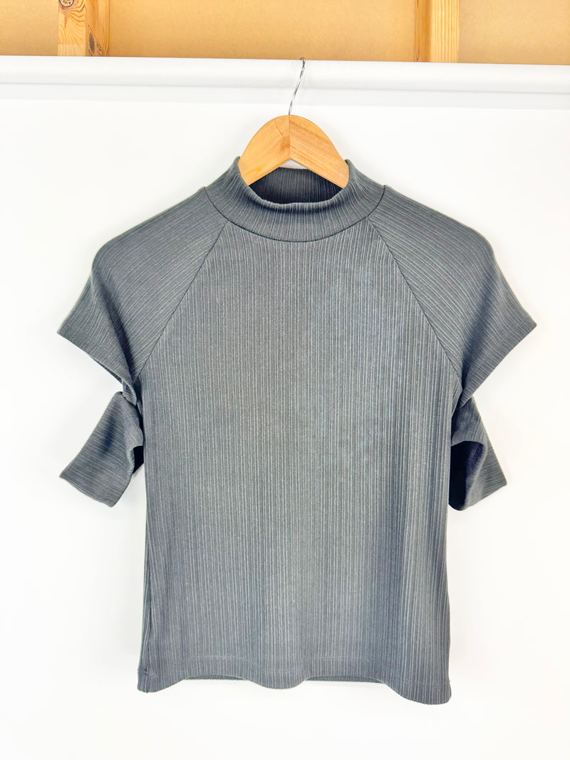 Helmut Lang Pleated Cut Black T-Shirt - AU10/12