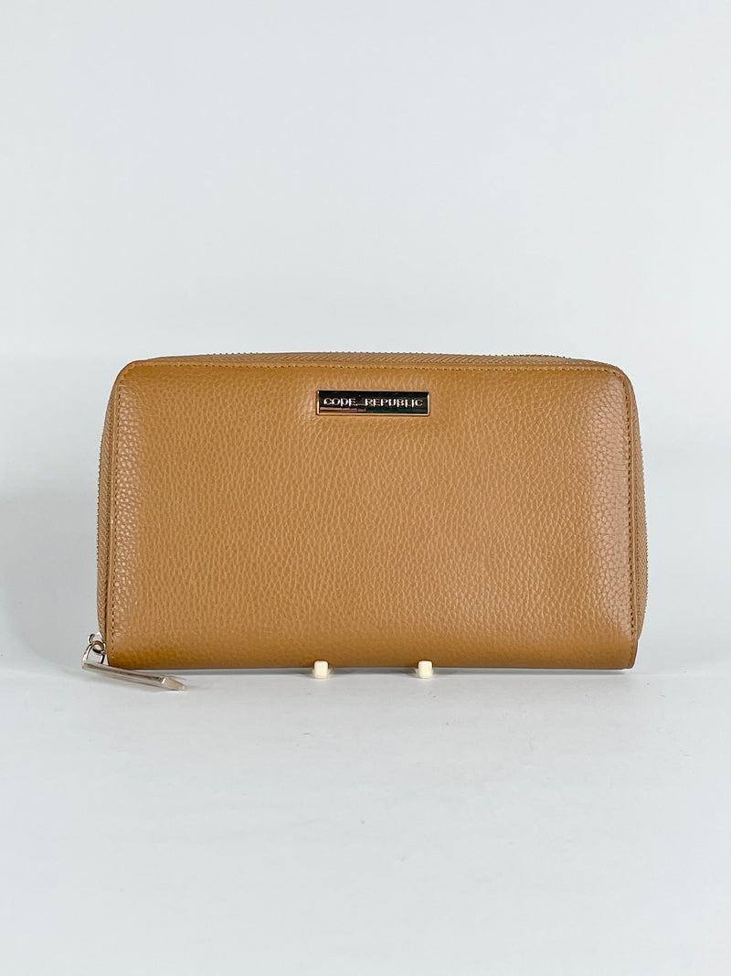 Code Republic Tan Leather Passport & Phone Wallet