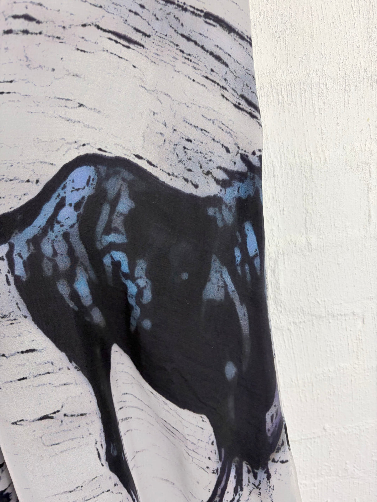 Jane Ramsay Grey Silk Abstract Horse Patterned Maxi Skirt - AU6/8