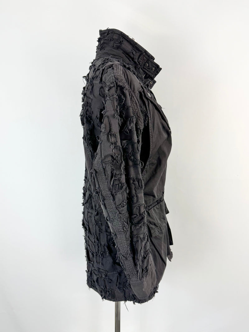 Griffin Studios Black Distressed Cotton Coat - AU10