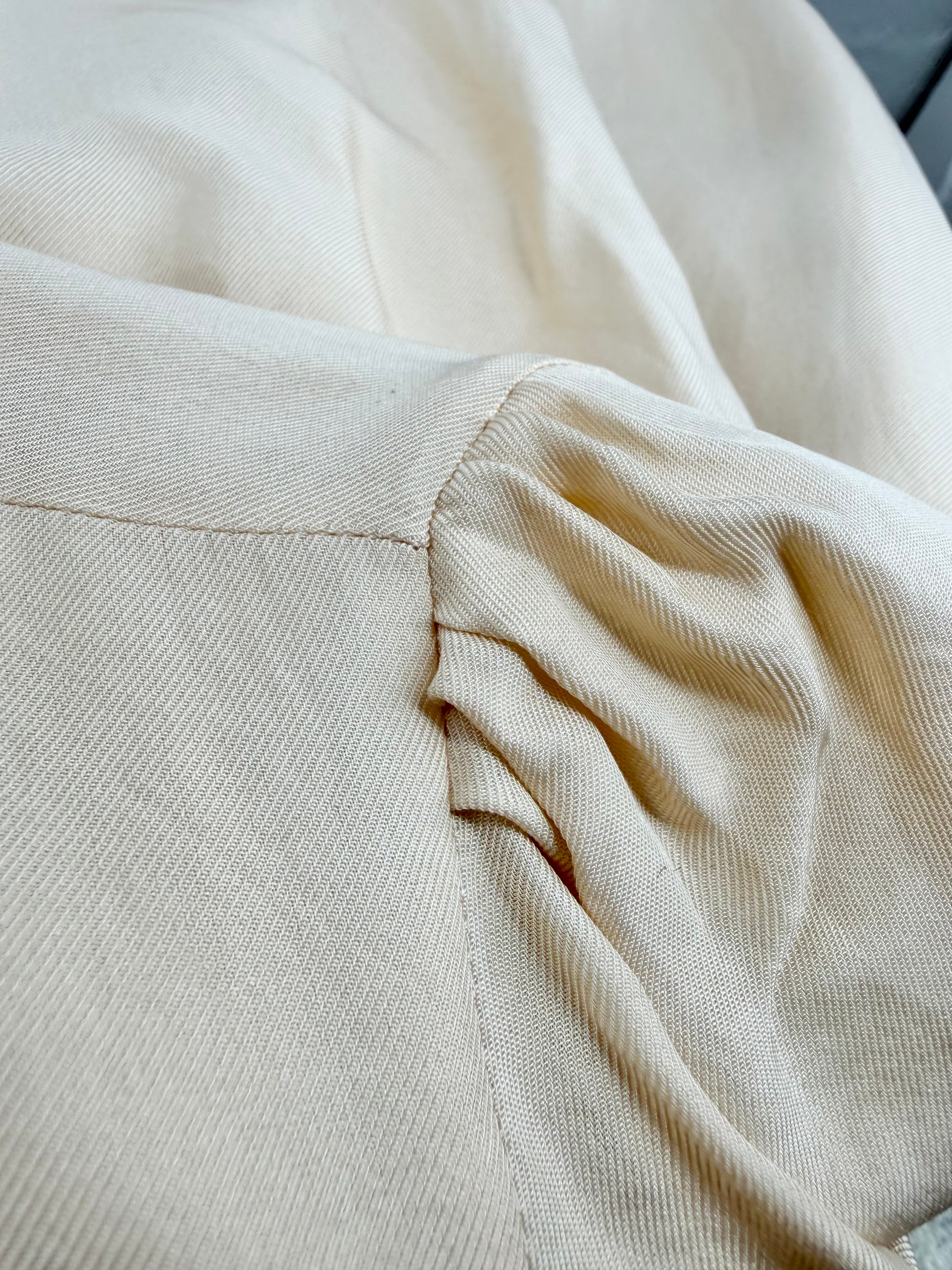 Bottega Veneta Cream Silk Raw Trim Blouse - AU12/14
