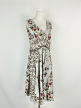 Johnny Was Ice Blue Floral Silk Slip Dress - AU10