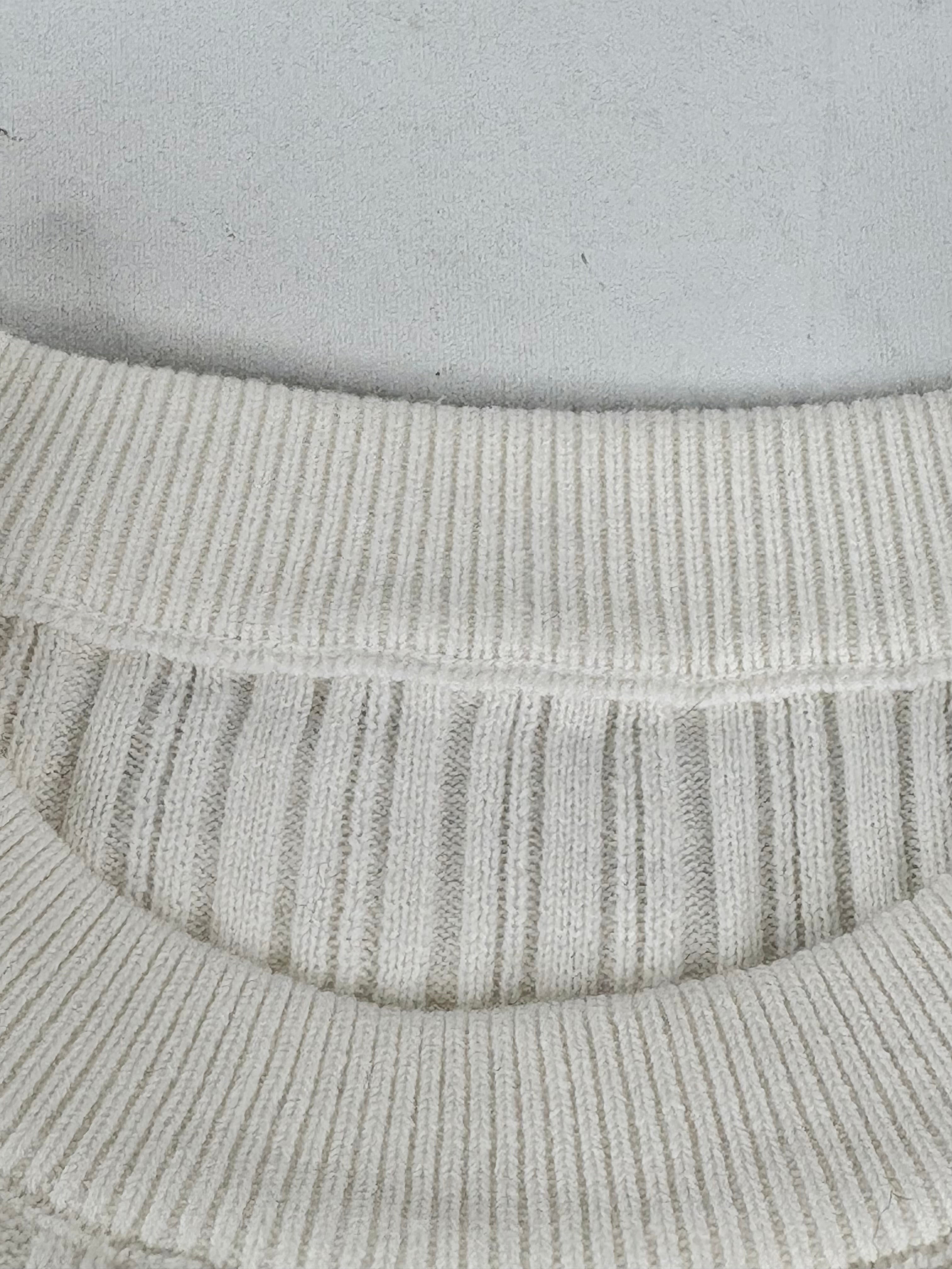 Chanel Ecru Rib-Knit Short Sleeve Top - AU10