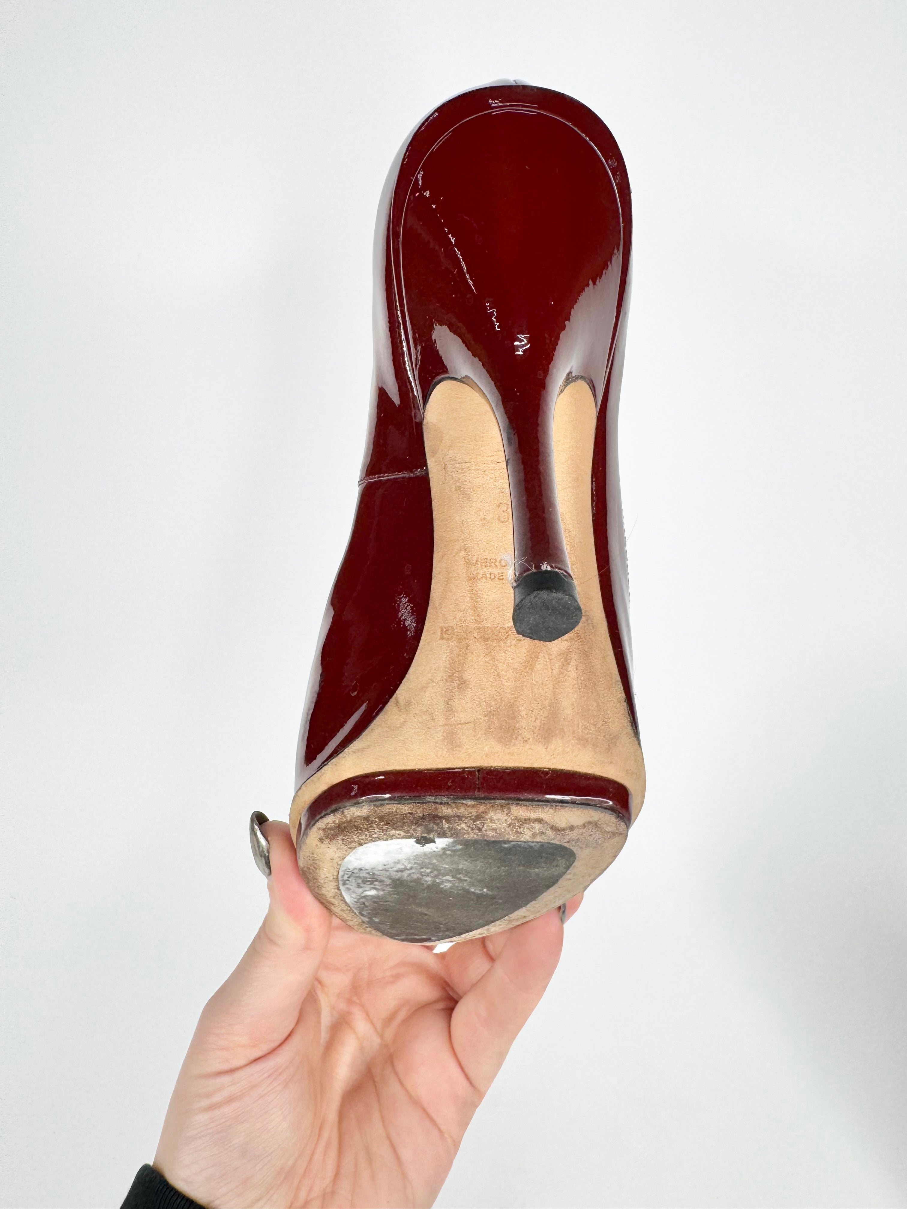 Emporio Armani Brick Red Patent Leather Pumps - EU35