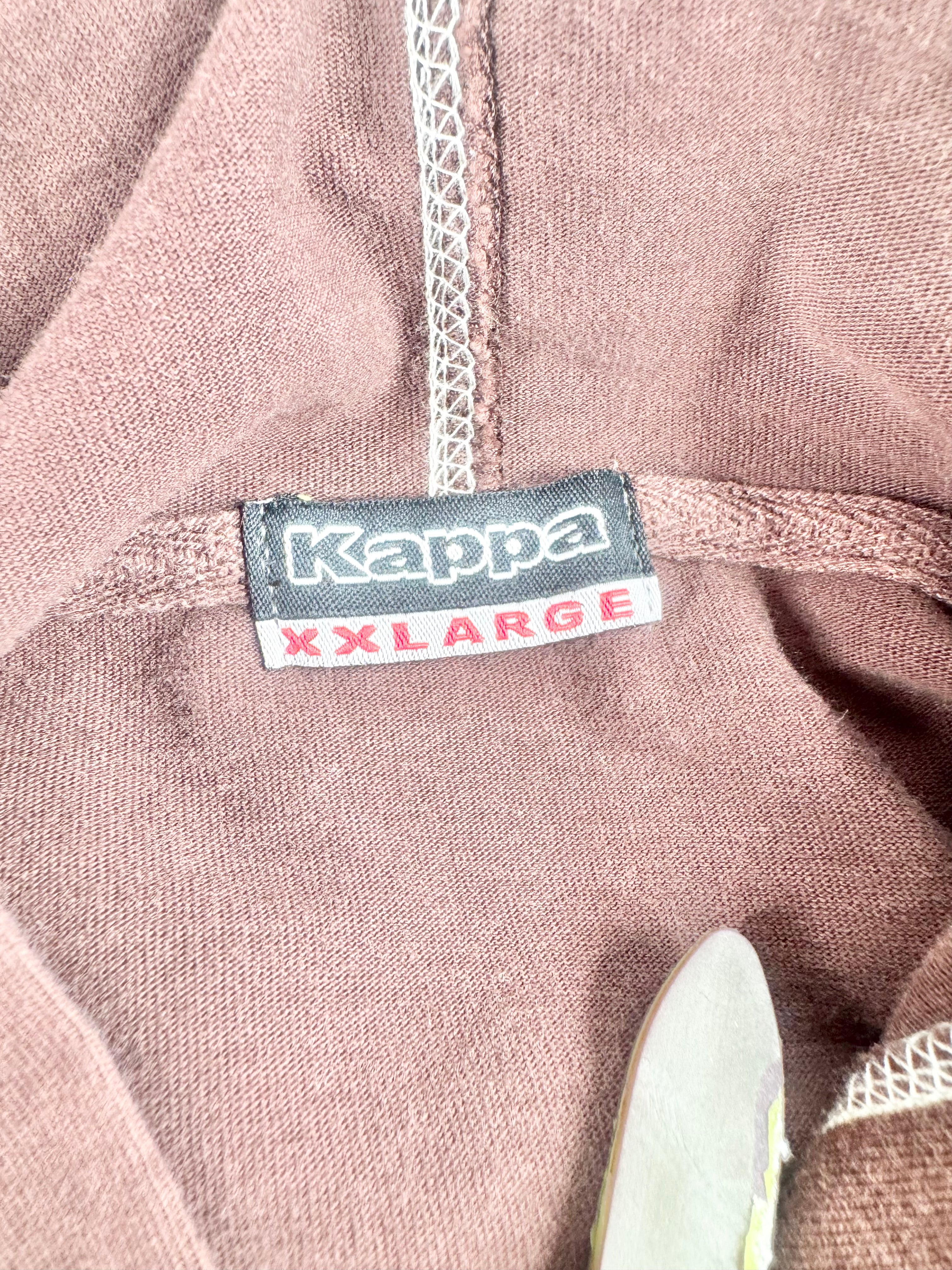Kappa Brown Hooded Zippered Sweatshirt - XL