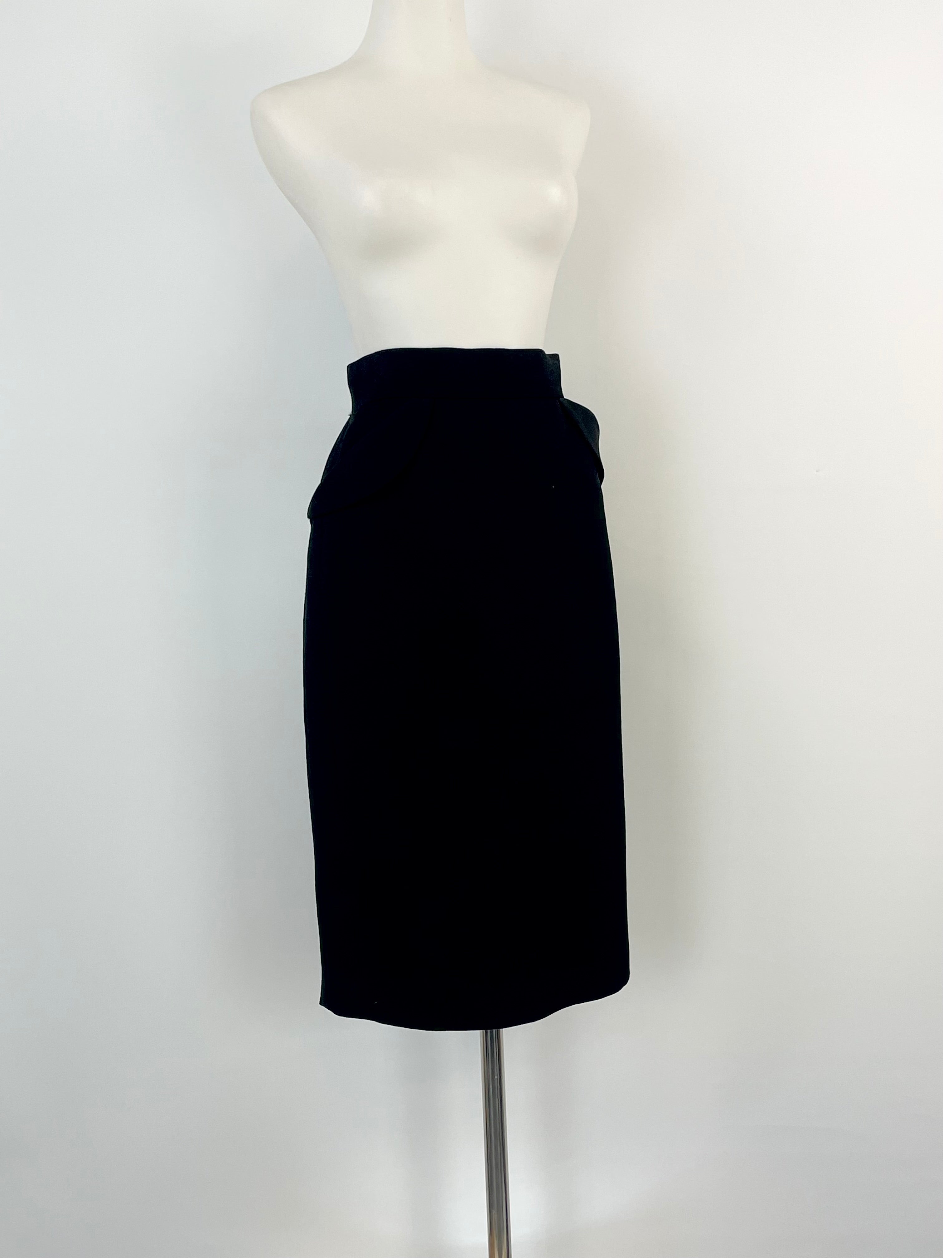 Escada Textured Black Wool & Silk-Blend Midi Skirt - AU10