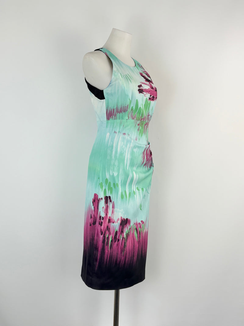 Karen Millen Abstract Brushstrokes Pattern Midi Dress - AU10