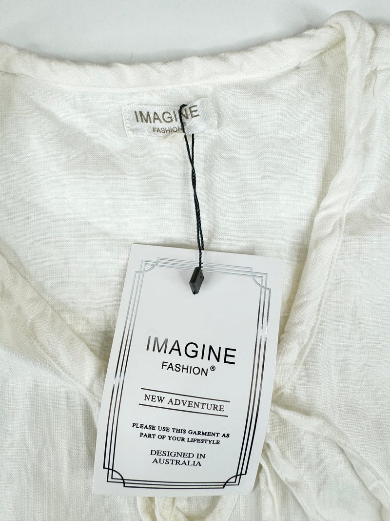 Imagine White Cotton & Linen Dress NWT - AU10/12