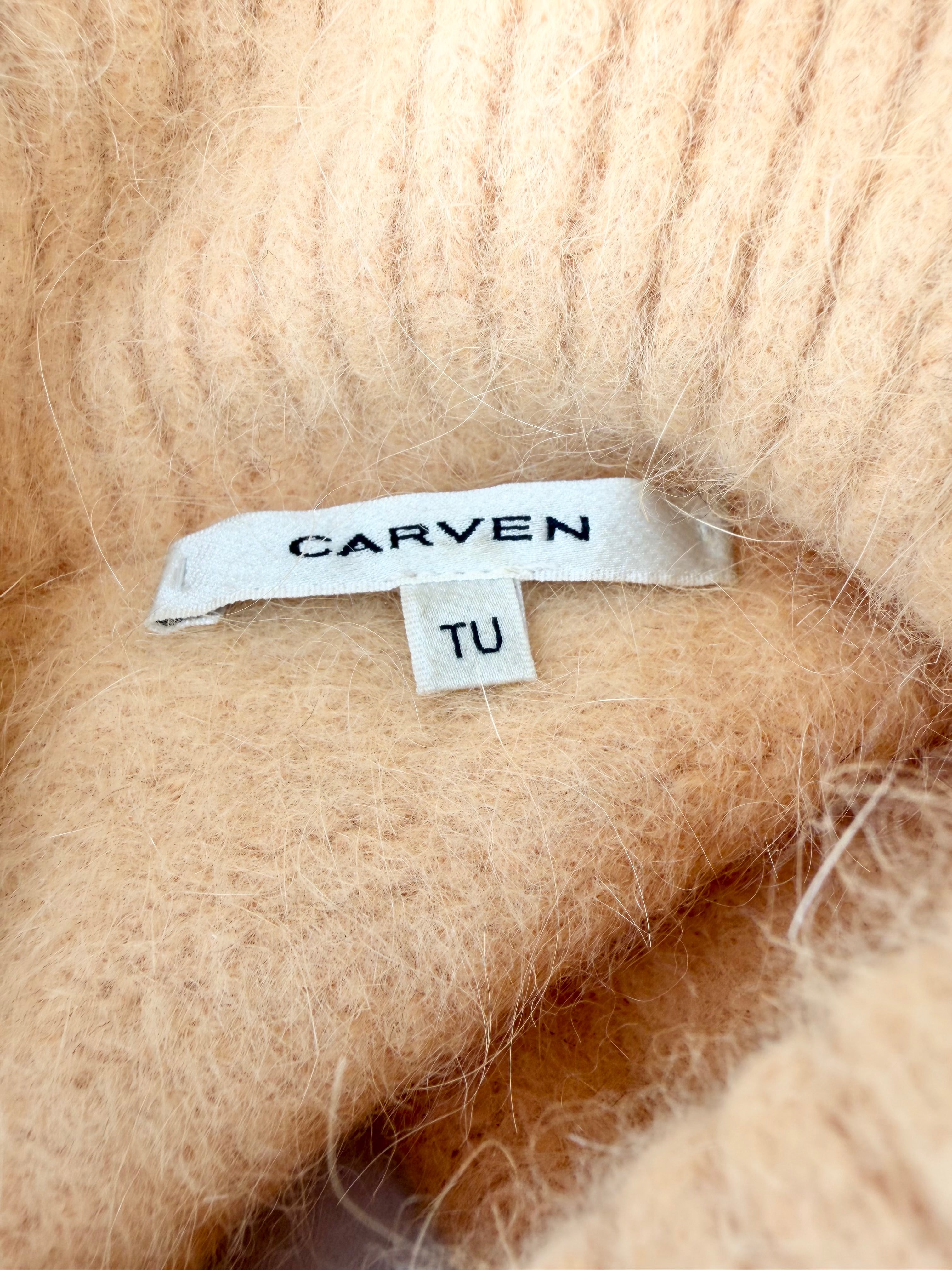 Carven Creamsicle Orange Angora Bib Style Collar