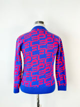 Palace Blue & Pink Vintage Style Wool & Acrylic Jumper - AU10