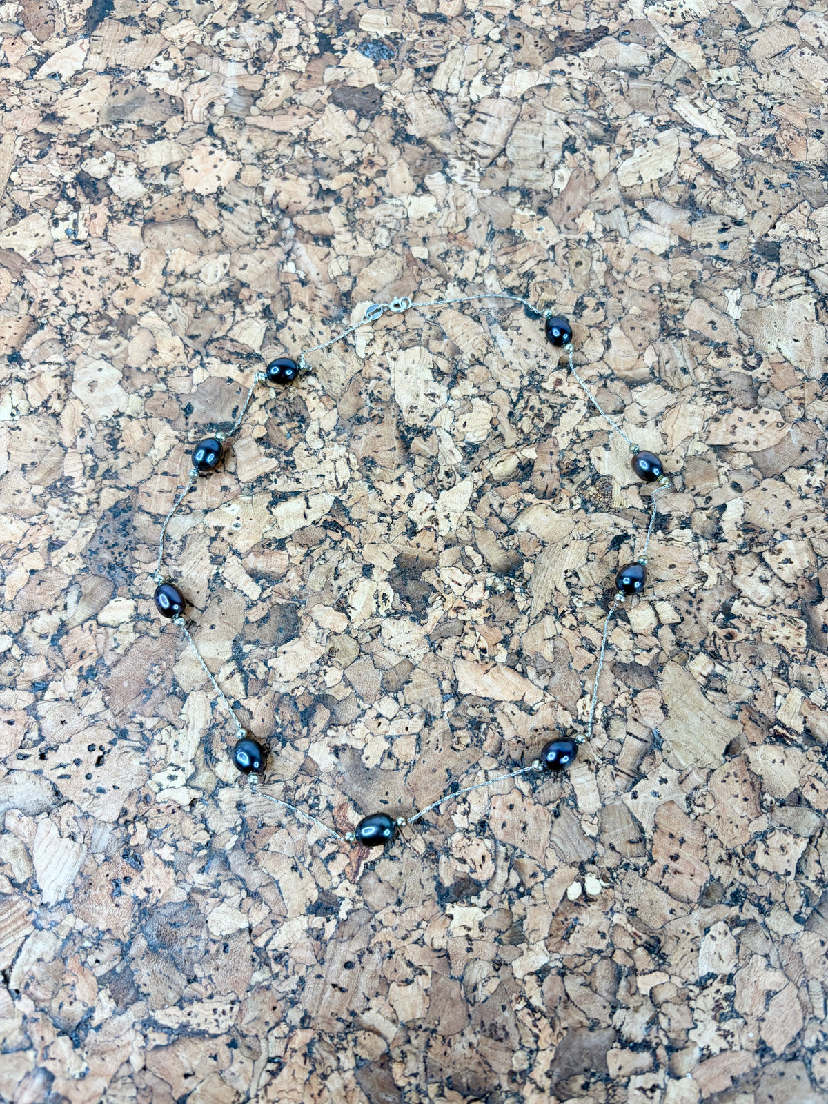 Silver & Bruised Purple Pearl Necklace