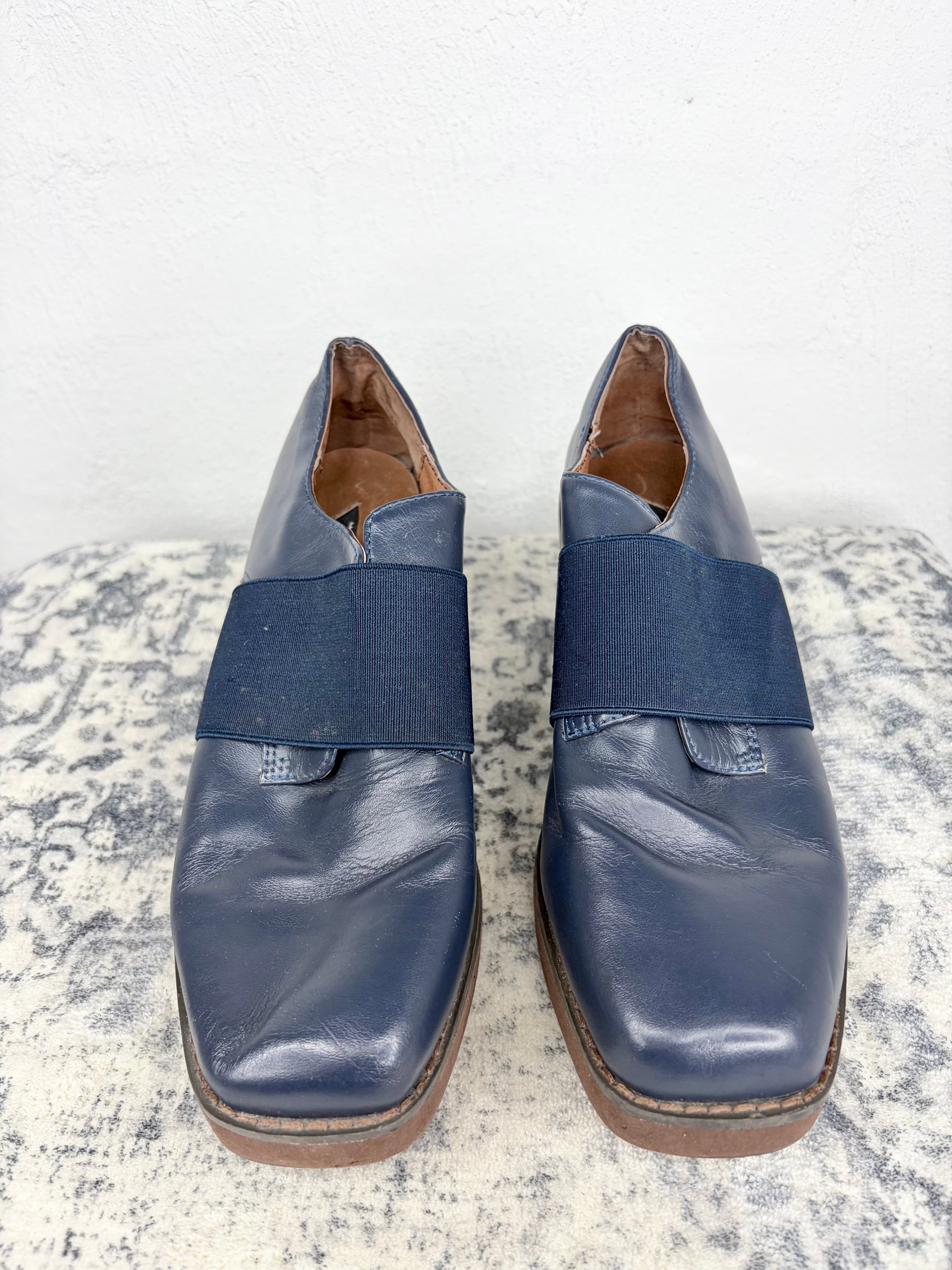 P.A.M Navy Blue Slip On Leather Shoes - EU36