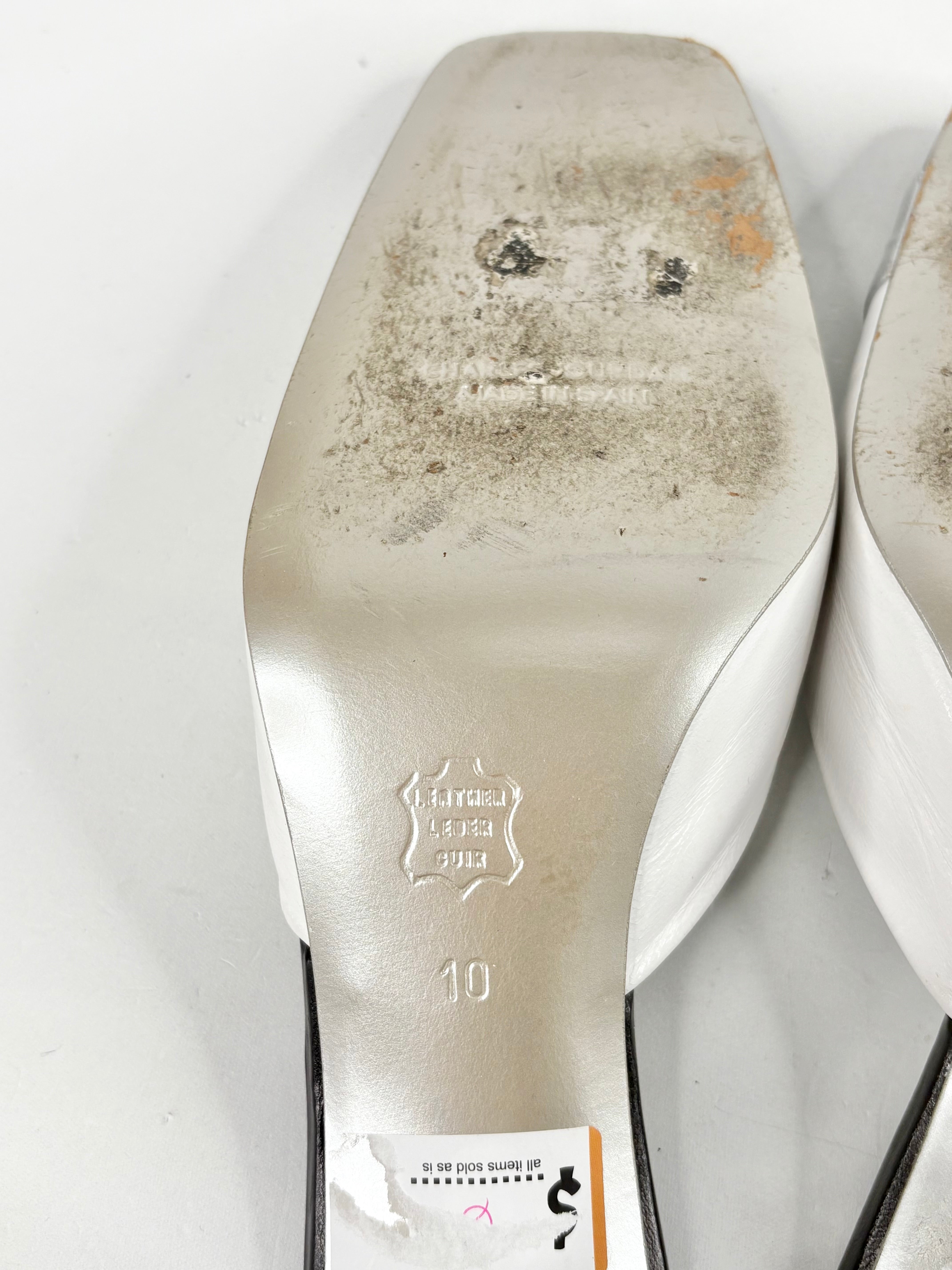 Charles Jourdan Black, White & Silver Leather Sandals - EU41