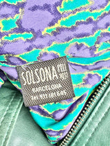 Solsona Green Leather Snakeprint Lined Leather Jacket - AU12