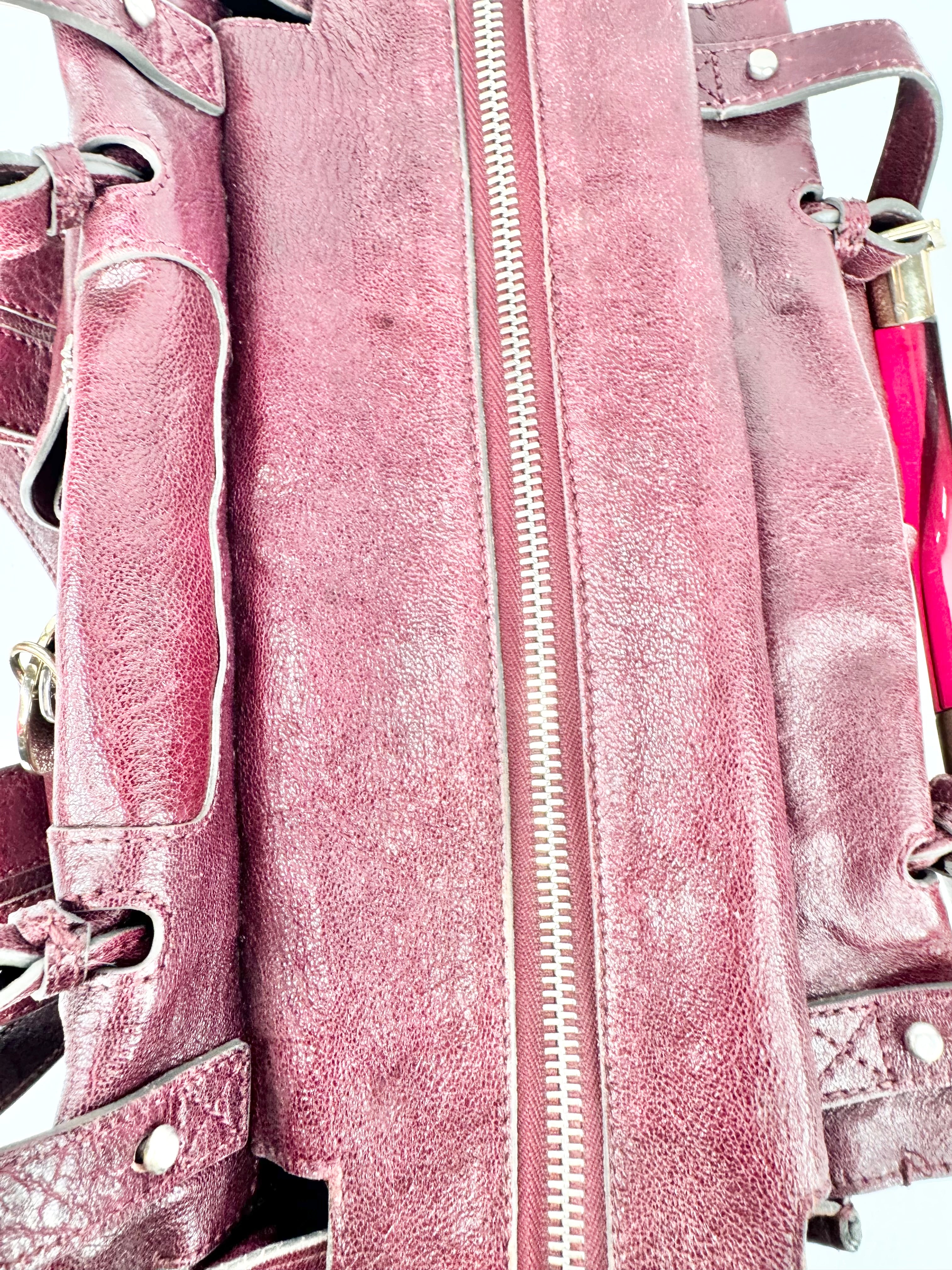 Chloé Burgundy Leather Saskia Square Tote Bag