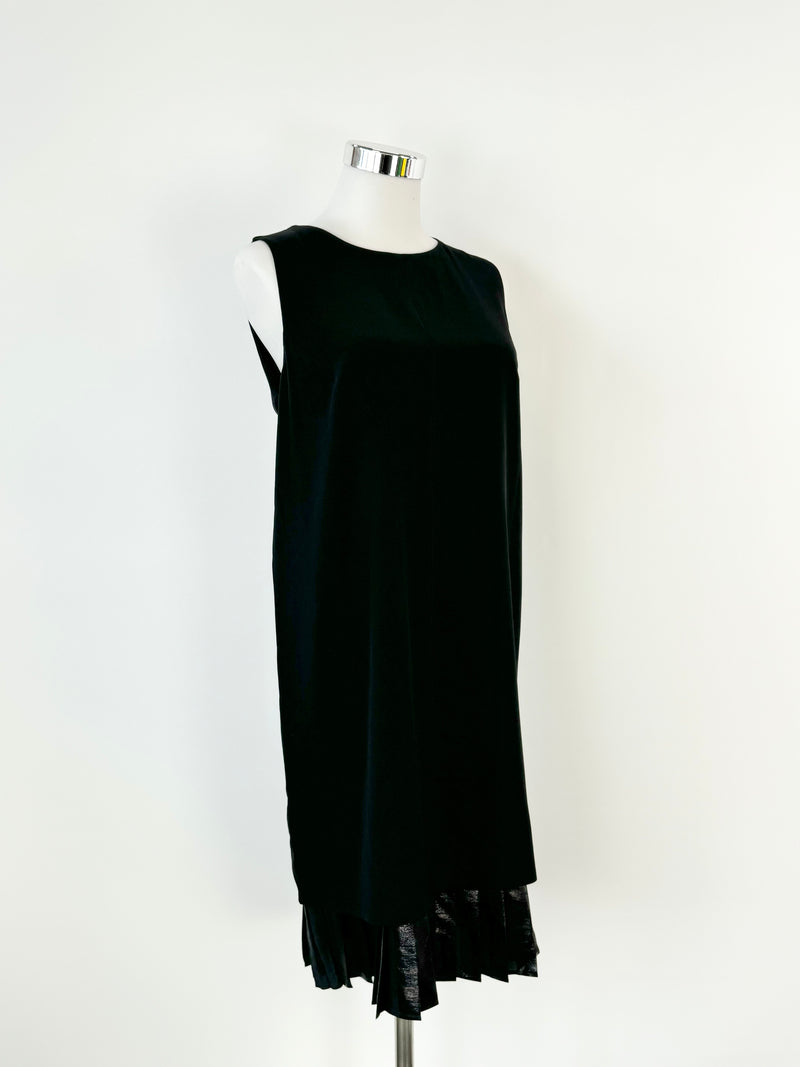 SportMax Black Metallic Pleat Trim Dress - AU10