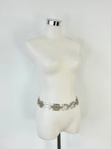 Vintage Silver Tone Brocade Link Belt