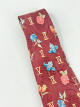 Leonard Paris Vintage Maroon Roman-Numerals Silk Tie