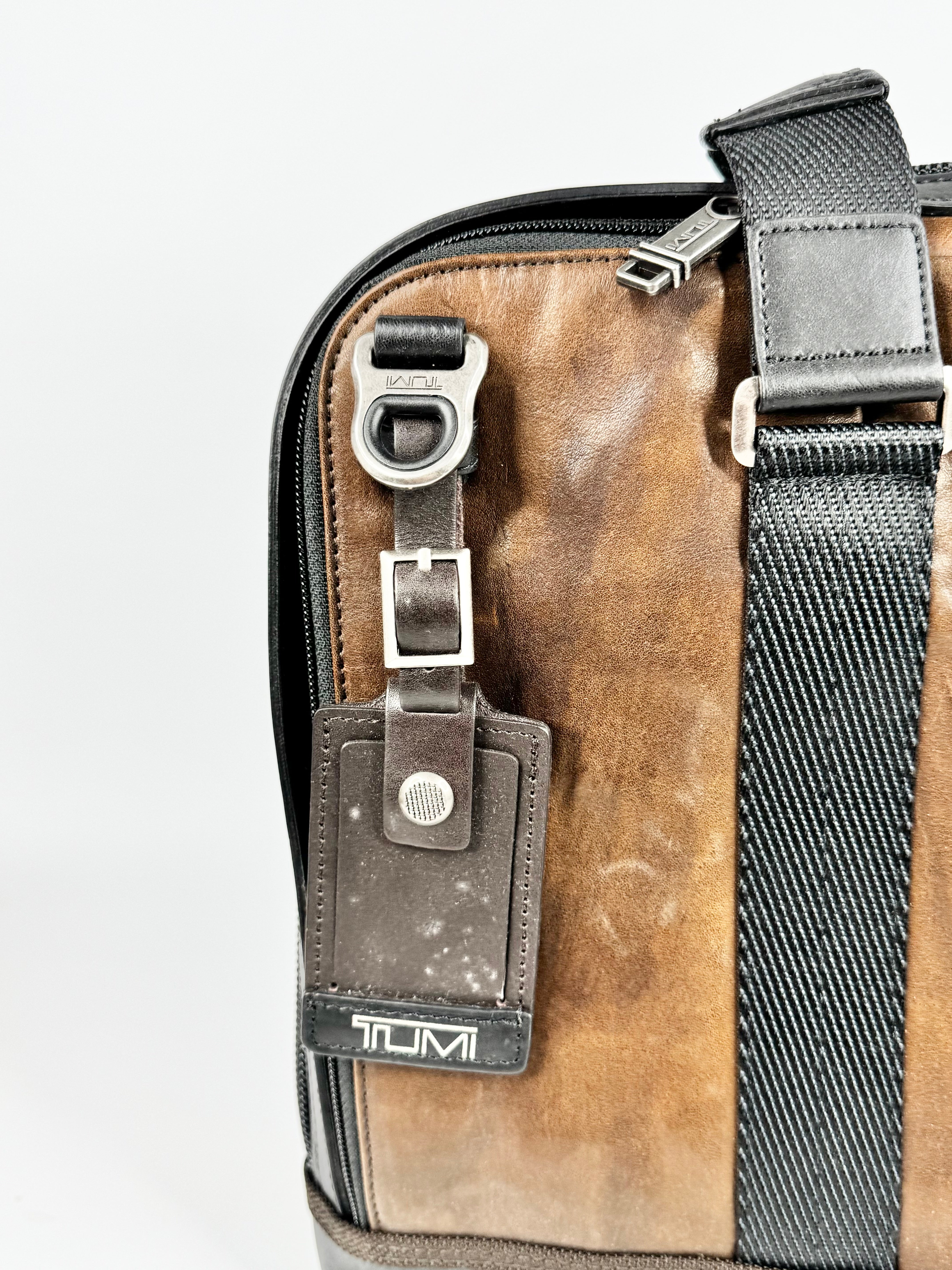 Tumi Brown & Black Leather Messenger Bag