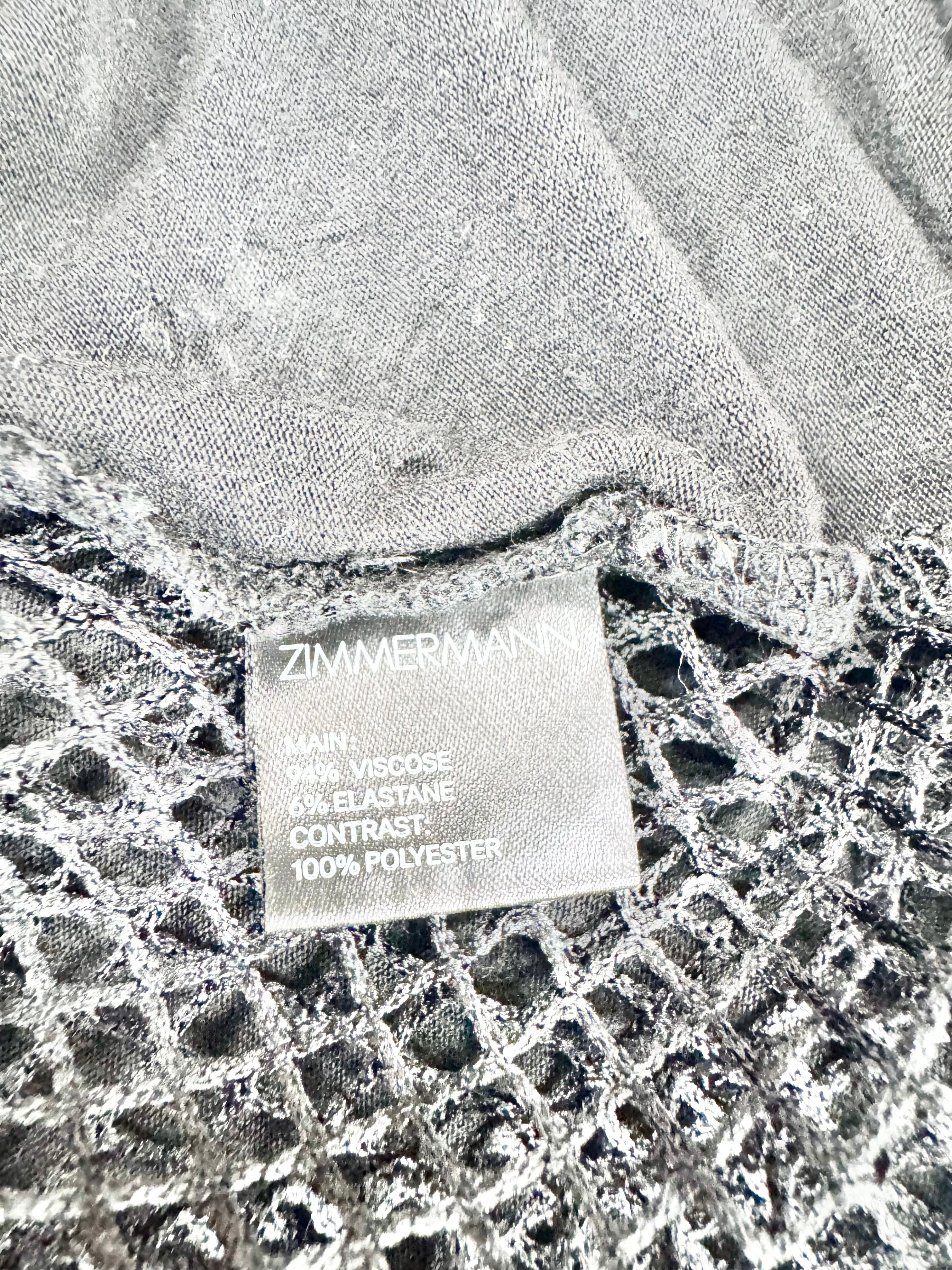 Zimmermann Black Sleeveless Fishnet Back Top - AU8