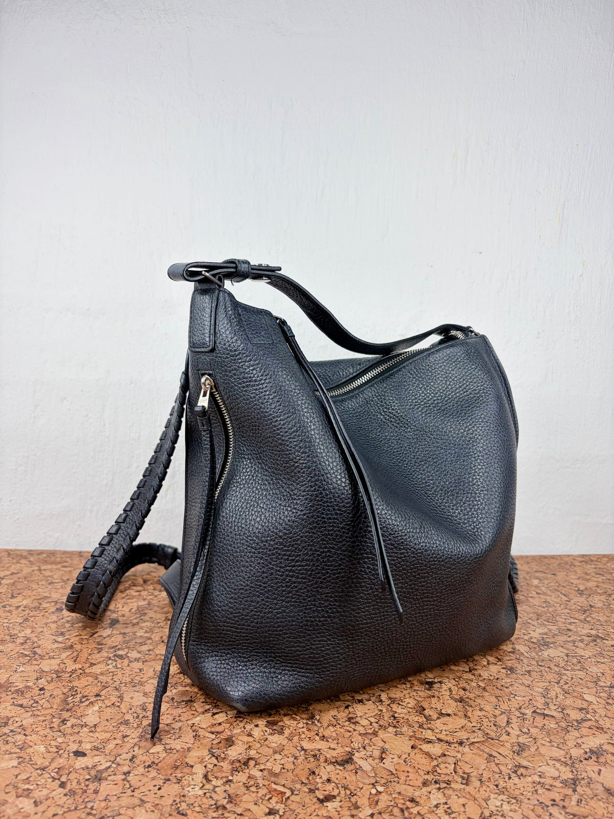 All Saints Black 'Kita' Convertible Leather Backpack