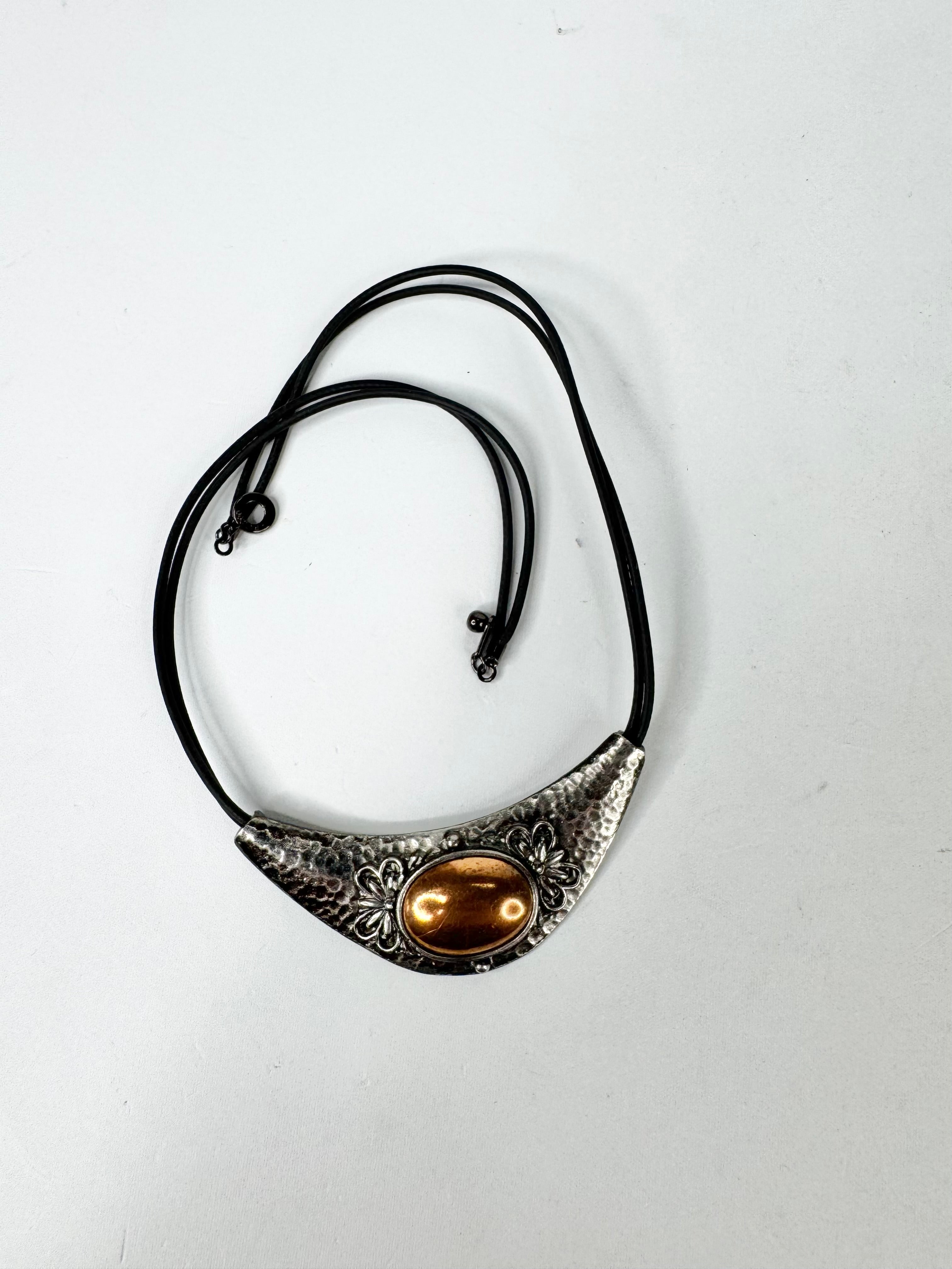 MFW Blackened Metal & Copper Toned Necklace