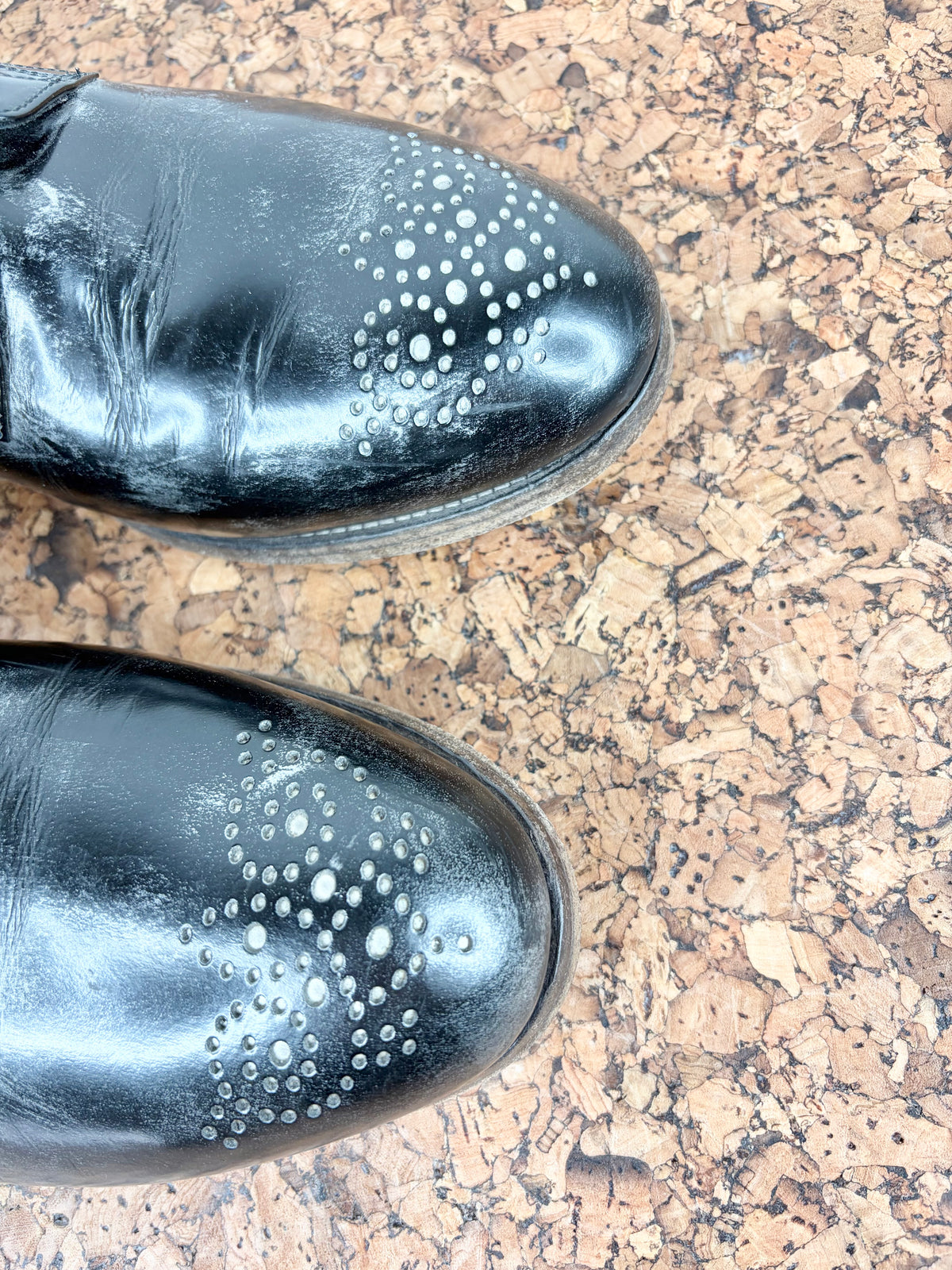 INK Black & Brushed Silver Brogue Detailed Lace Up Boots - EU42